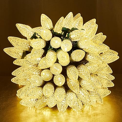 Luces LED C9 de Navidad para exteriores, decoraciones de Navidad de grado comercial, 50 LED, 33 pies, juego de luces para árbol de Navidad en