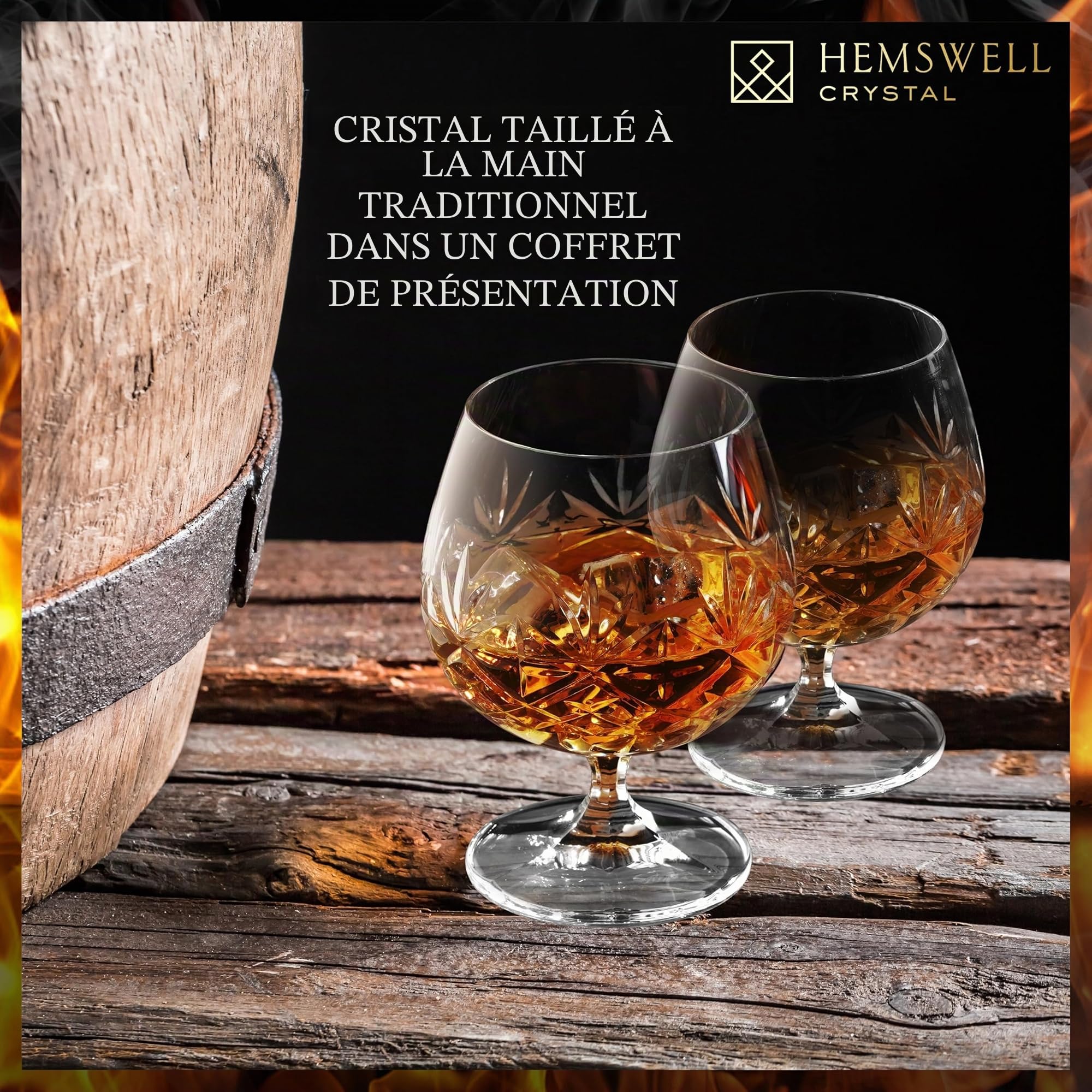 Verres à Brandy 2 pièces 250 ml – Cristal sans plomb, boîte satinée de présentation, design Glenrigg haut de gamme – Idéal Cognac, Brandy & spiritueux