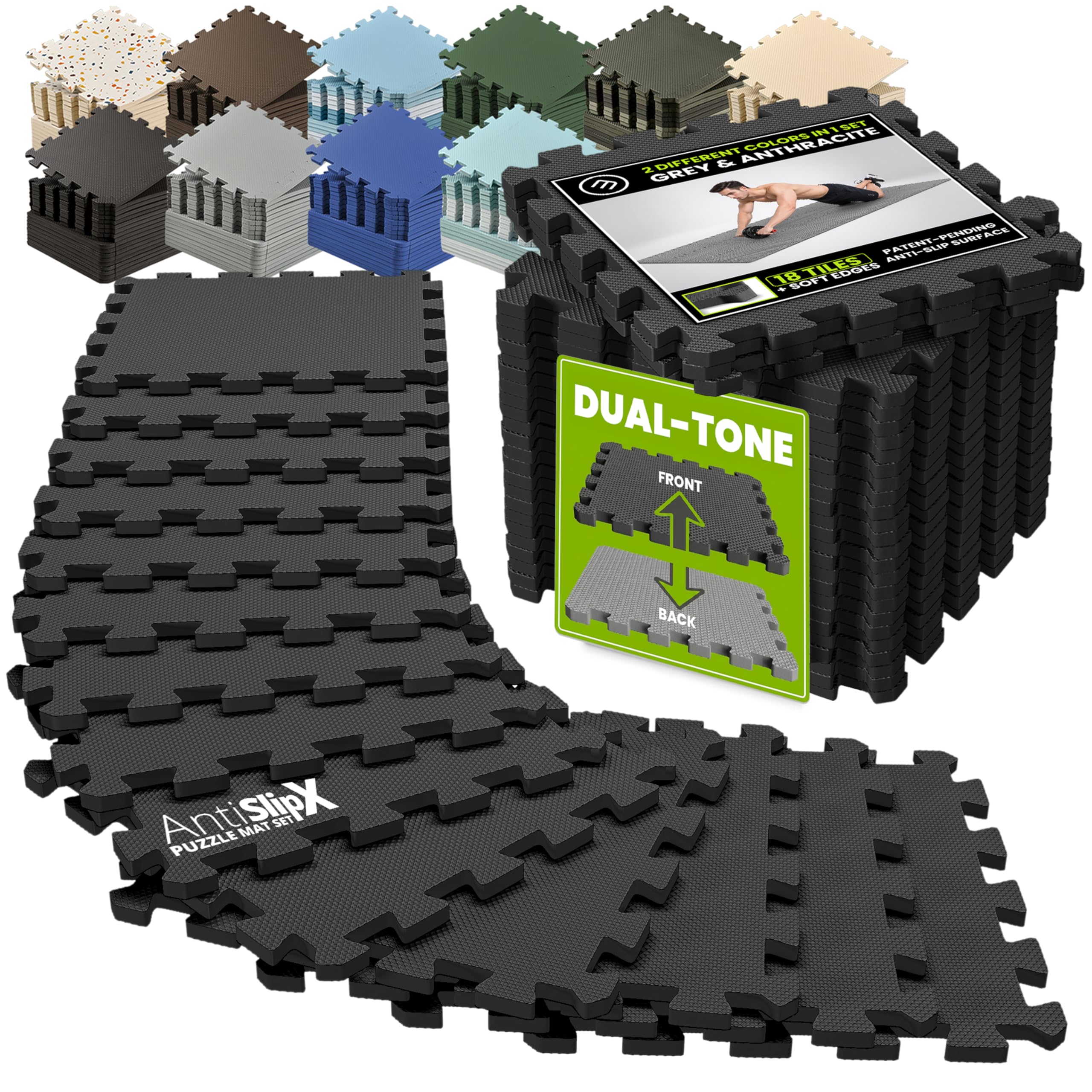 bemaxx Gym Mats Set - EVA Interlocking Foam Floor Tiles Workout Mat Puzzle
