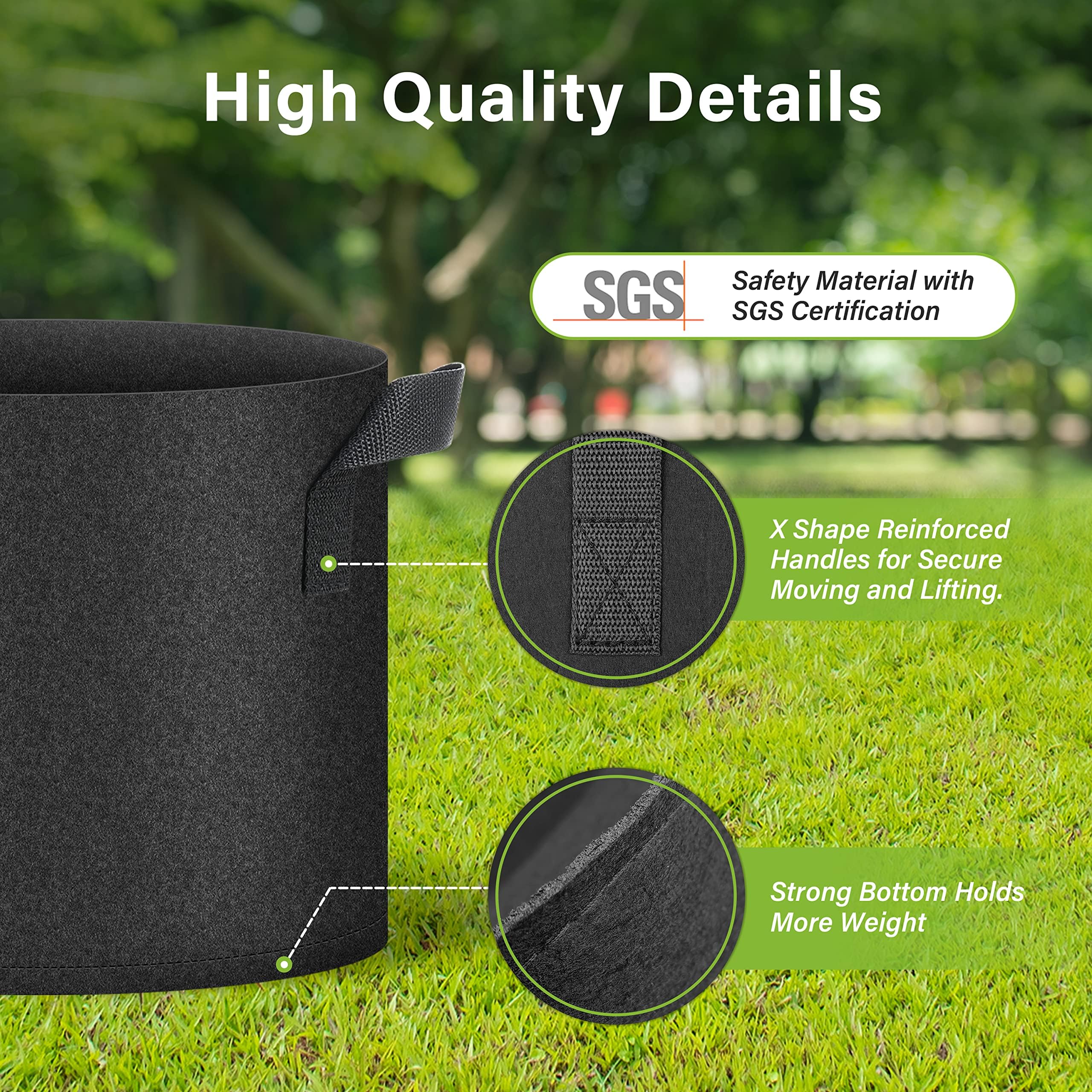 HealSmart Aeration - Maceta de jardinería de Tela no Tejida Resistente para Verduras, Hierbas y Flores, Color Negro, Paquete de 20, 7 galones