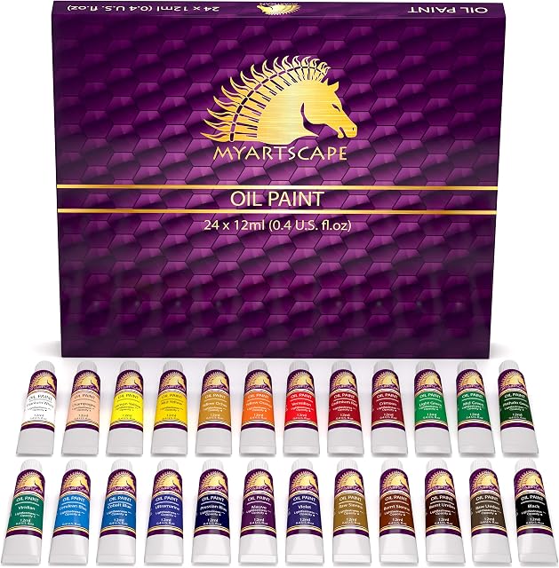 Oil Paint Set - 12ml x 24 Tubes - Artists Quality Art Paints - Oil-Based Color - Professional Painting Supplies - MyArtscape