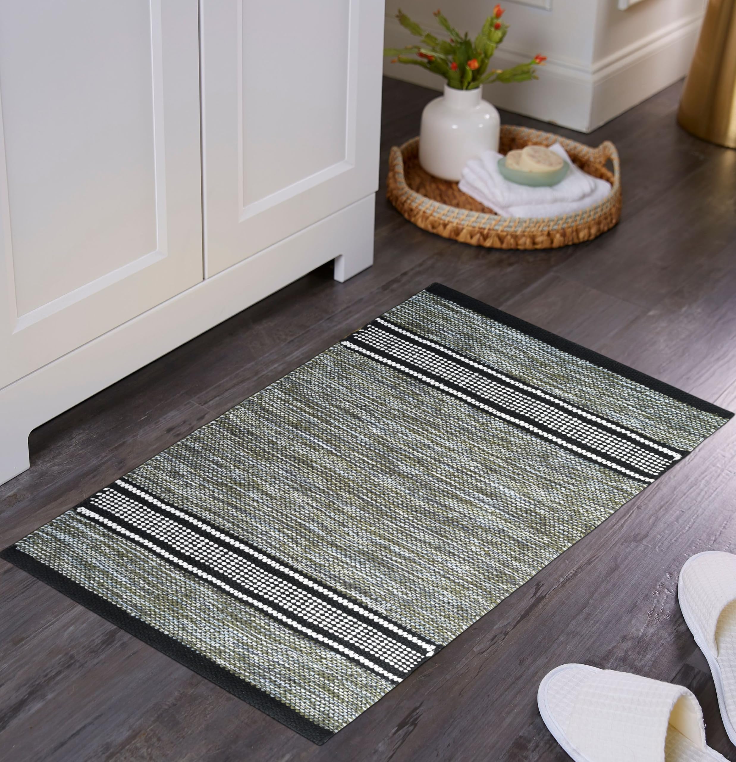 Anti Slip Pure Cotton Doormats for Bedroom, Living Room, Kitchen, Bathroom, etc. 40X60 cm, Water Absorbing, Washable, Multicolor (3)-image-33