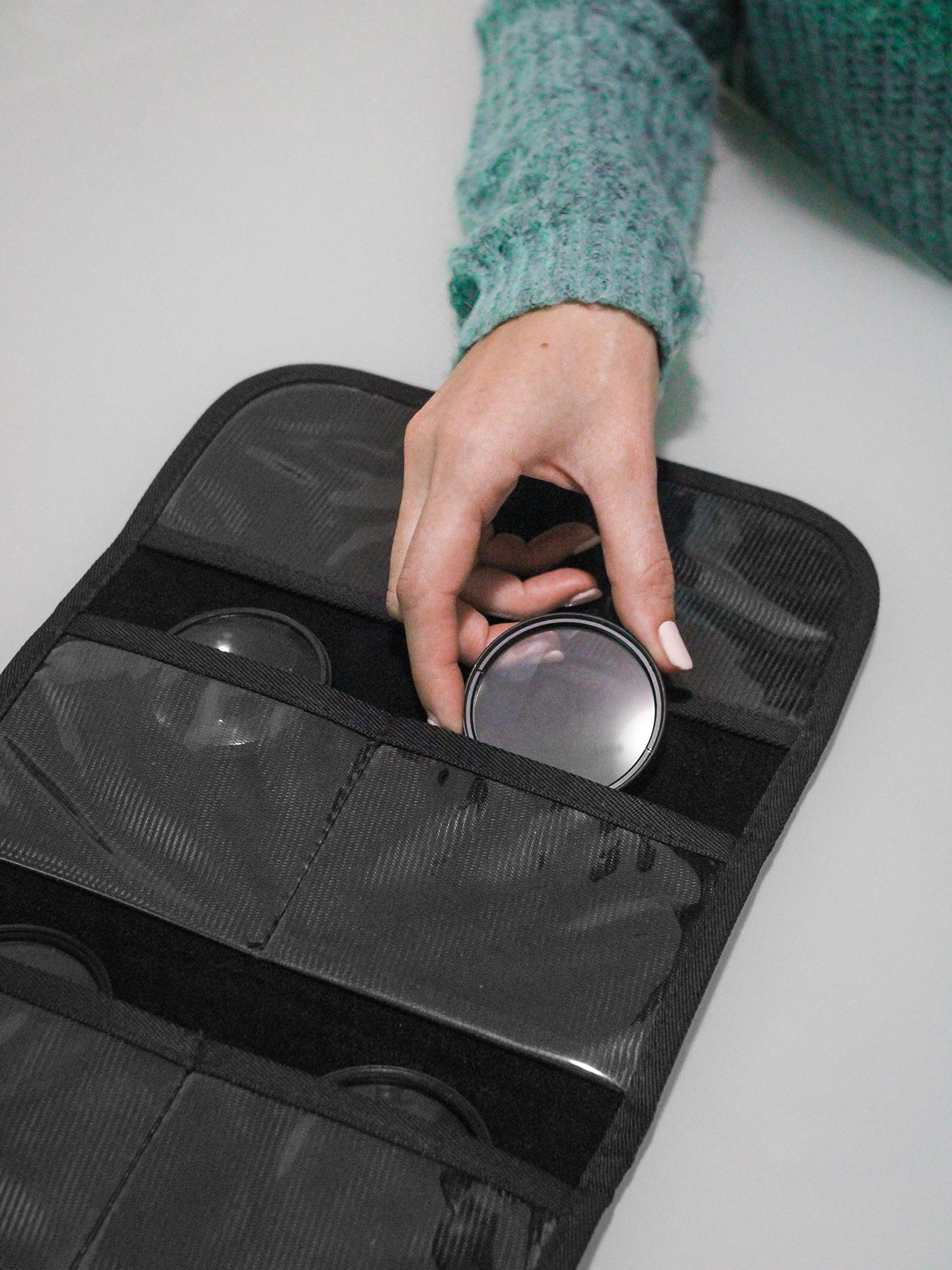 Pocket. Caso. Conservazione di neoprene. Bagagli. Borsa. Borsa protettiva per 8 filtri. Per filtri con diametro fino a 82 mm. Per tutti i filtri fotografici