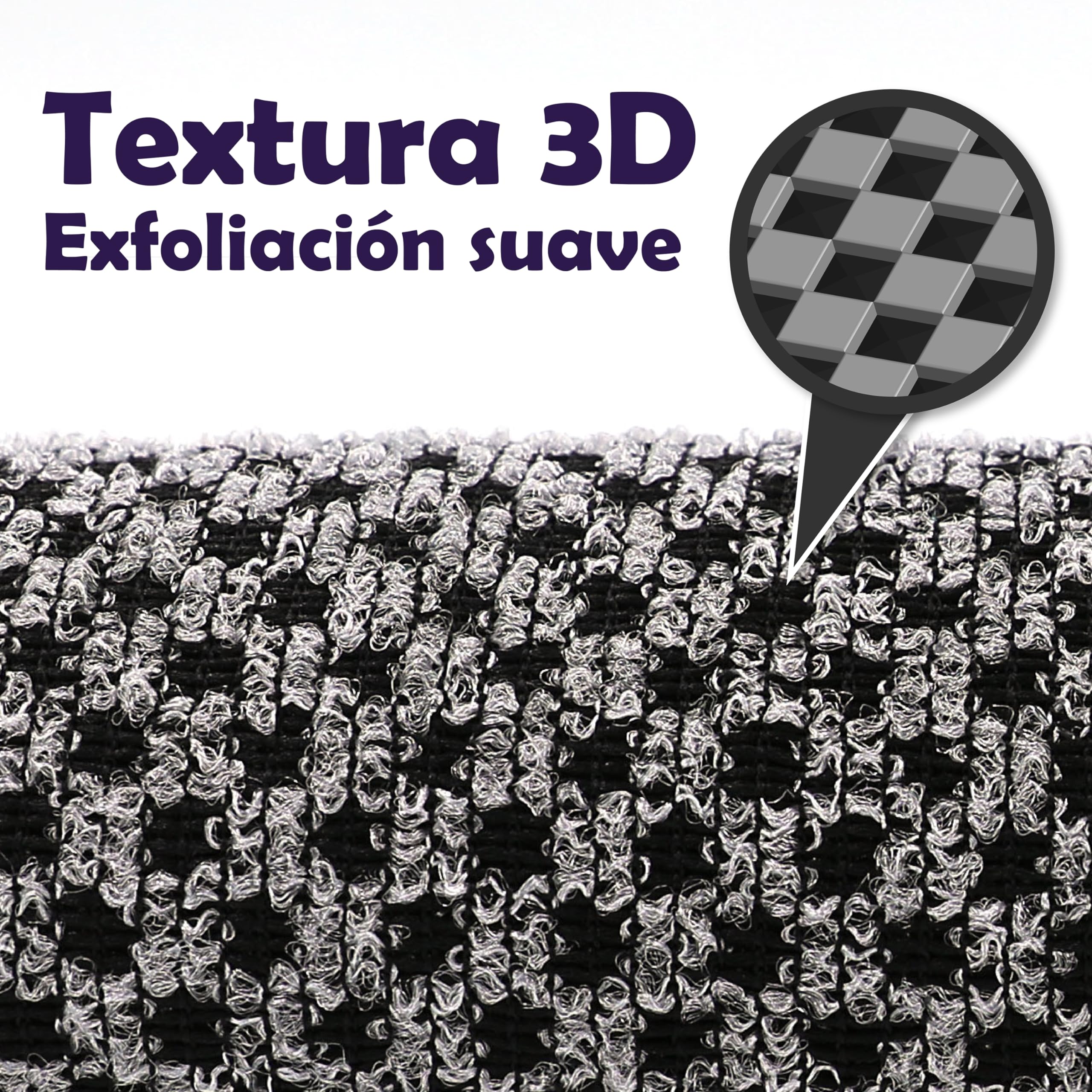 myHomeBody ToallitaExfoliante Extra Larga | Exfoliante CorporalToallaexfoliante, toallajaponesa |3D Textura Obsidian and Raisin Dots, juego de 2 con cepillo facial extra