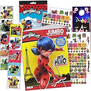 Miraculous Ladybug and Cat Noir - Activity Bundle - Miraculous Ladybug Stickers, Coloring Book, 2-Sided Door Hanger