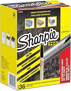 Sharpie PRO Industrial — Marqueurs permanents à pointe fine, noir, lot de 36