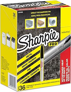 Sharpie Industrial Permanent Markers, Fine Tip, Black, 36 Count