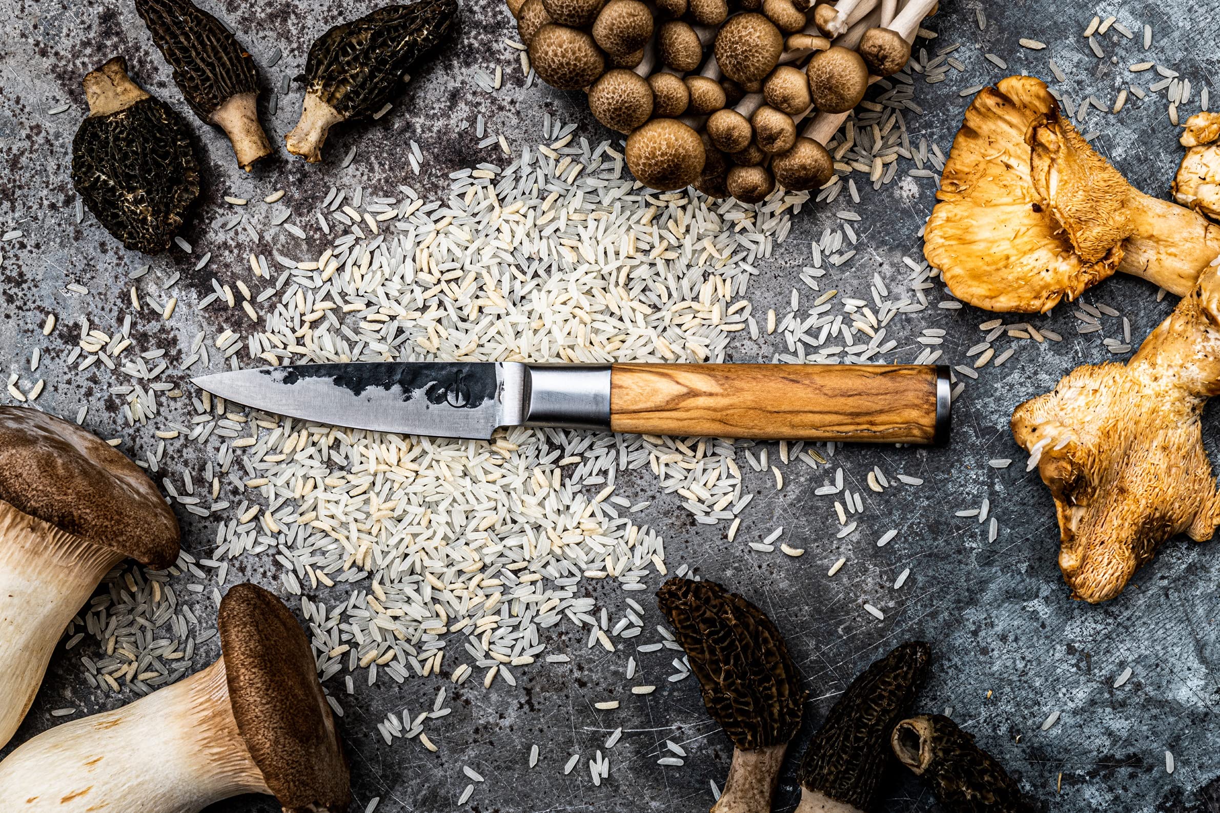 Forged Olive Schälmesser 9cm, handgefertigt, in Holzkiste