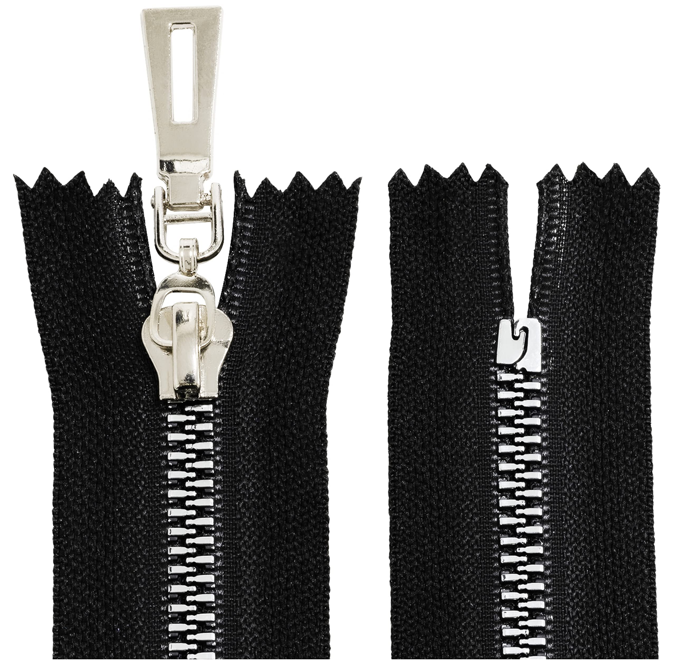 Lot De 2 Fermetures Éclair N°5 16cm Autobloquantes - Tirette Métal Noir AERZETIX