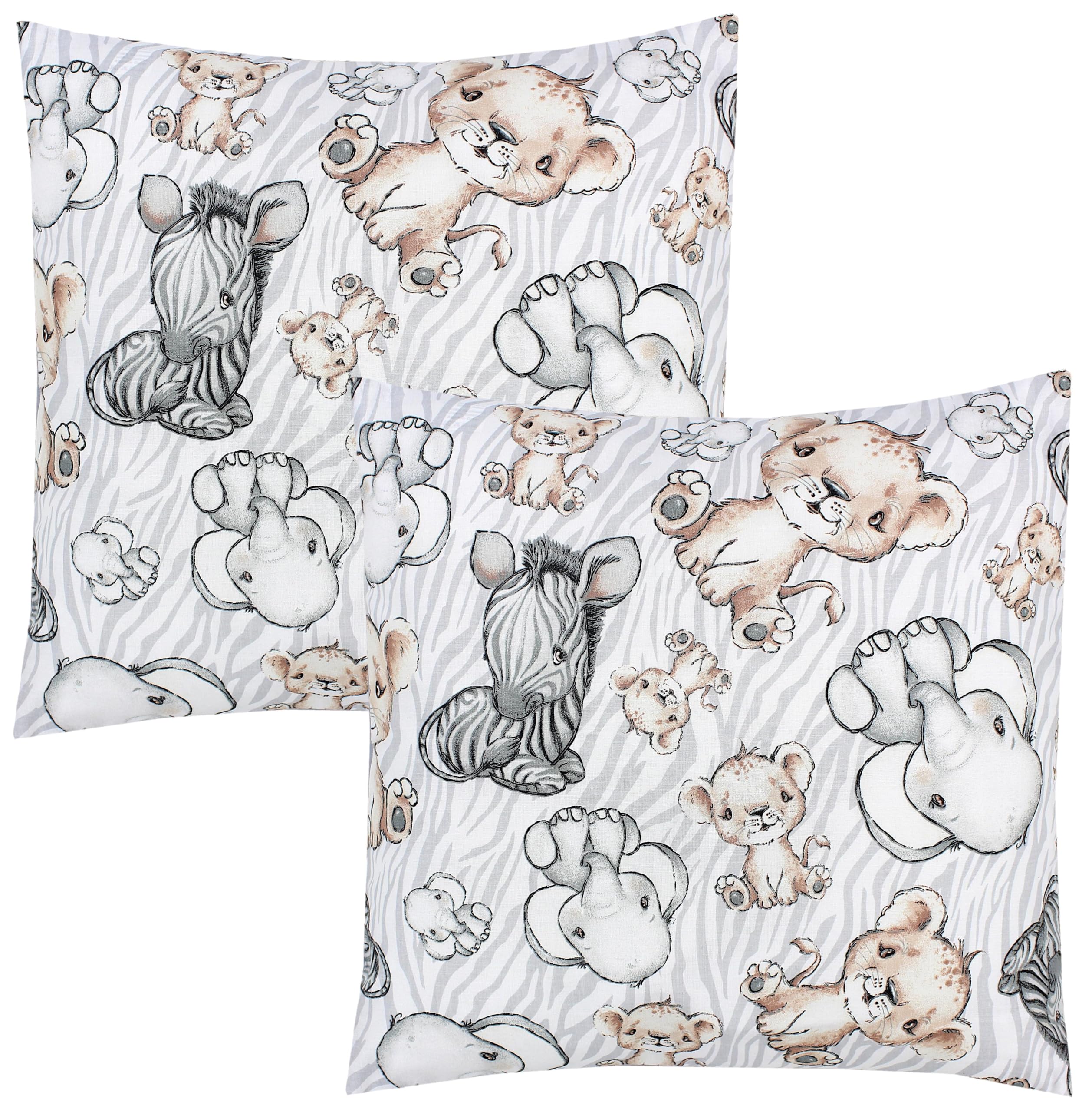 TupTam Children's Cushion Cover Decorative Patterned with Hotel Fastener Set of 2, Safari/Gray, 40 x 40 cm