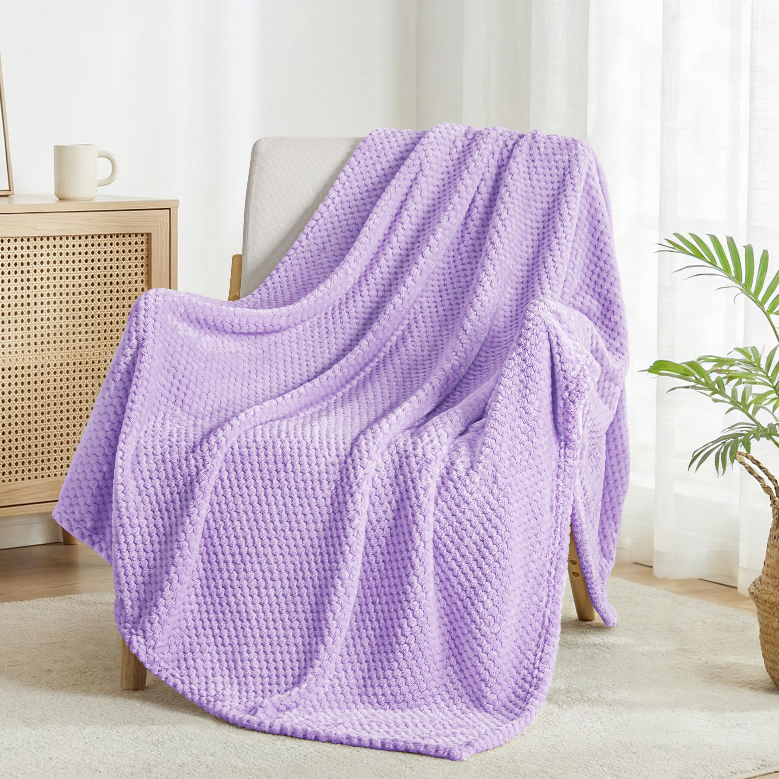 Exclusivo Mezcla Fleece Throw Blanket Extra Large, Super Soft and Warm Blankets for Couch, Sofa and Bed Waffle Textured, Cozy, Fuzzy and Lightweight (