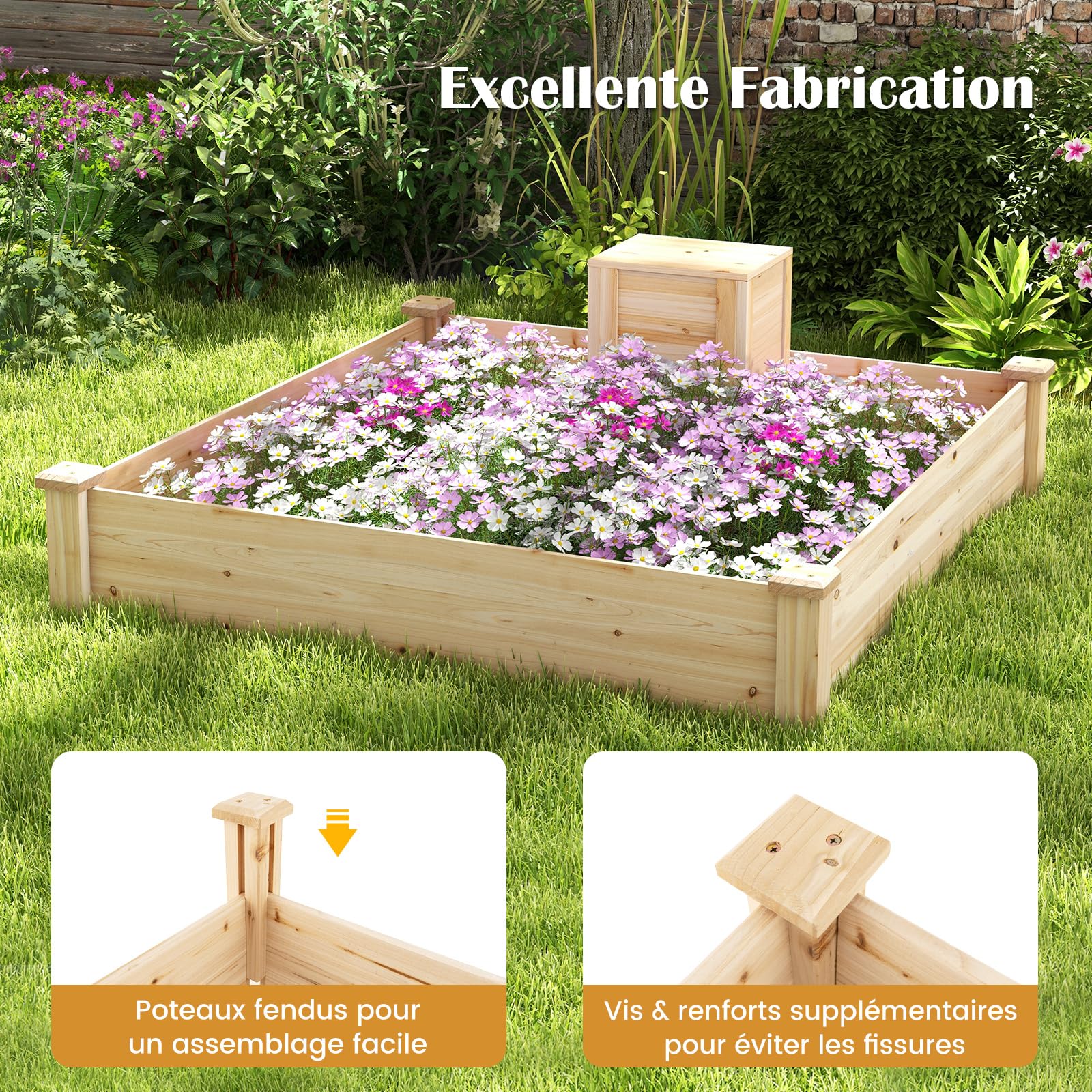 Outsunny Verhoogd Tuinbed Met Klimrek En Dak, Plantenbak, Bloementuin, Weerbestendig, Hout, 90 X 45 X 183 Cm Geel~1s608binpuo00