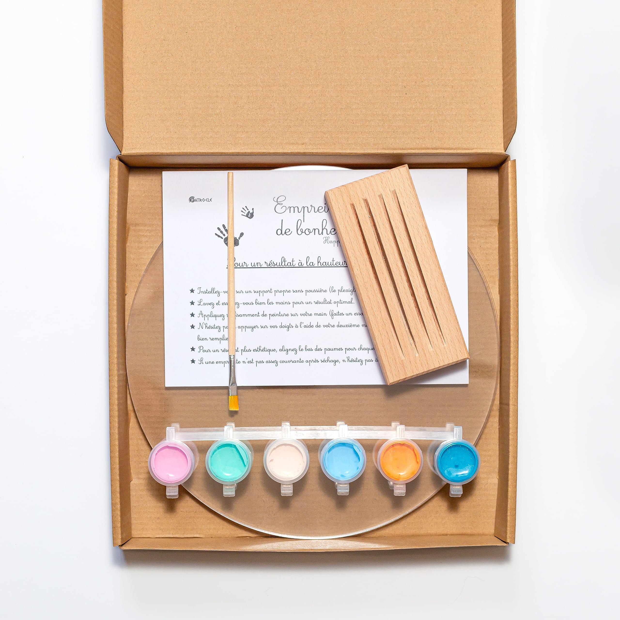 LouYou Kit Famiglia 4 Pastello - Cofanetto Regalo Nascita Bambino o Bambina - Impronta Mani e Piedi - Natale o Compleanno - Plexiglass Personalizzato - Legno Naturale