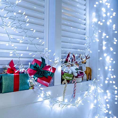 Miniatura 8 de Luces de Navidad para exteriores, 1000 luces LED de 50 pies, 4 unidades, brillantes, 8 modos de temporizador, control remoto, impermeable,