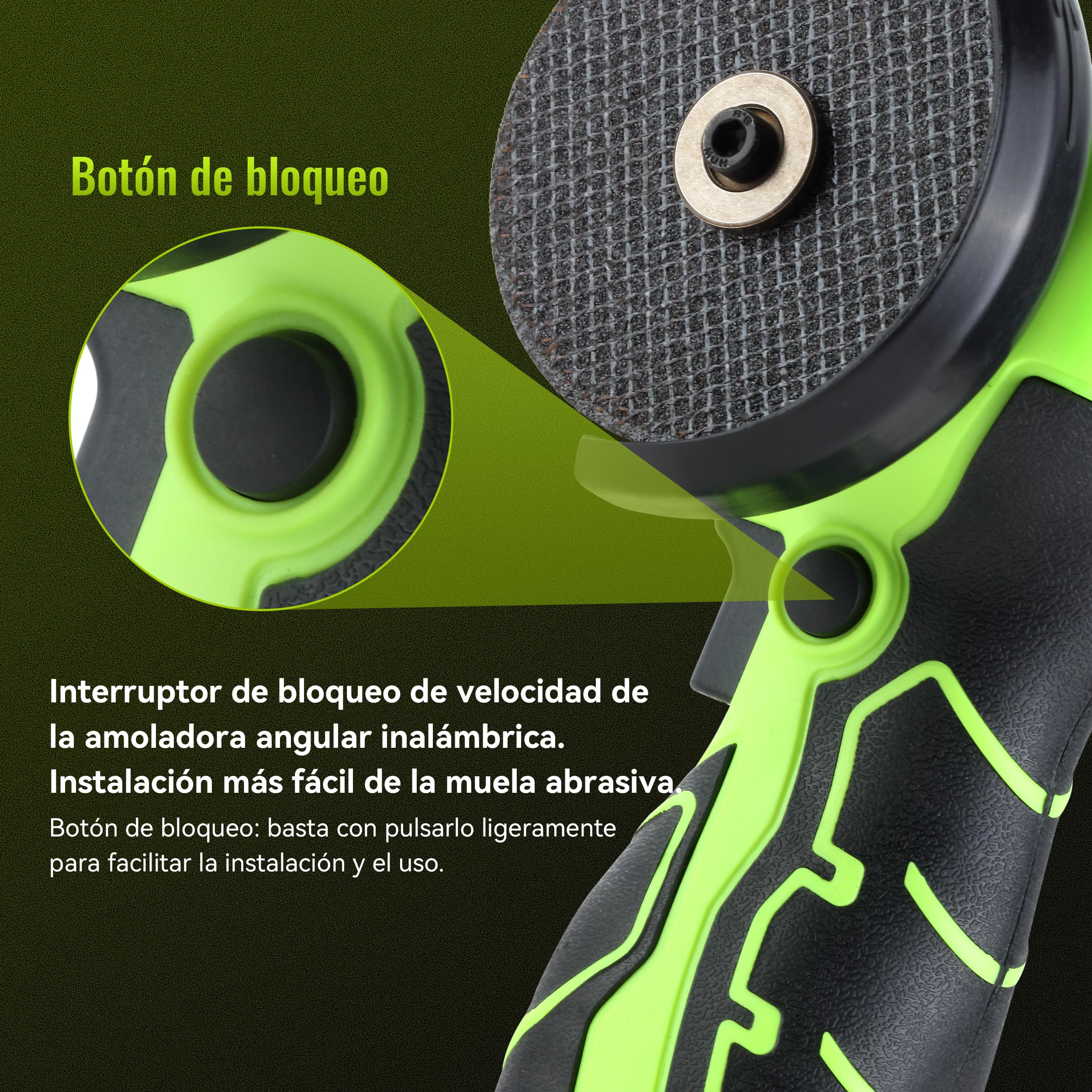 DEWINNER Amoladora Angular Inalámbrica 19.500 RPM - Radial de 76 mm, 2 baterías 2000 mAh, 6 discos de corte y caja de transporte - para amolado, pulido, corte