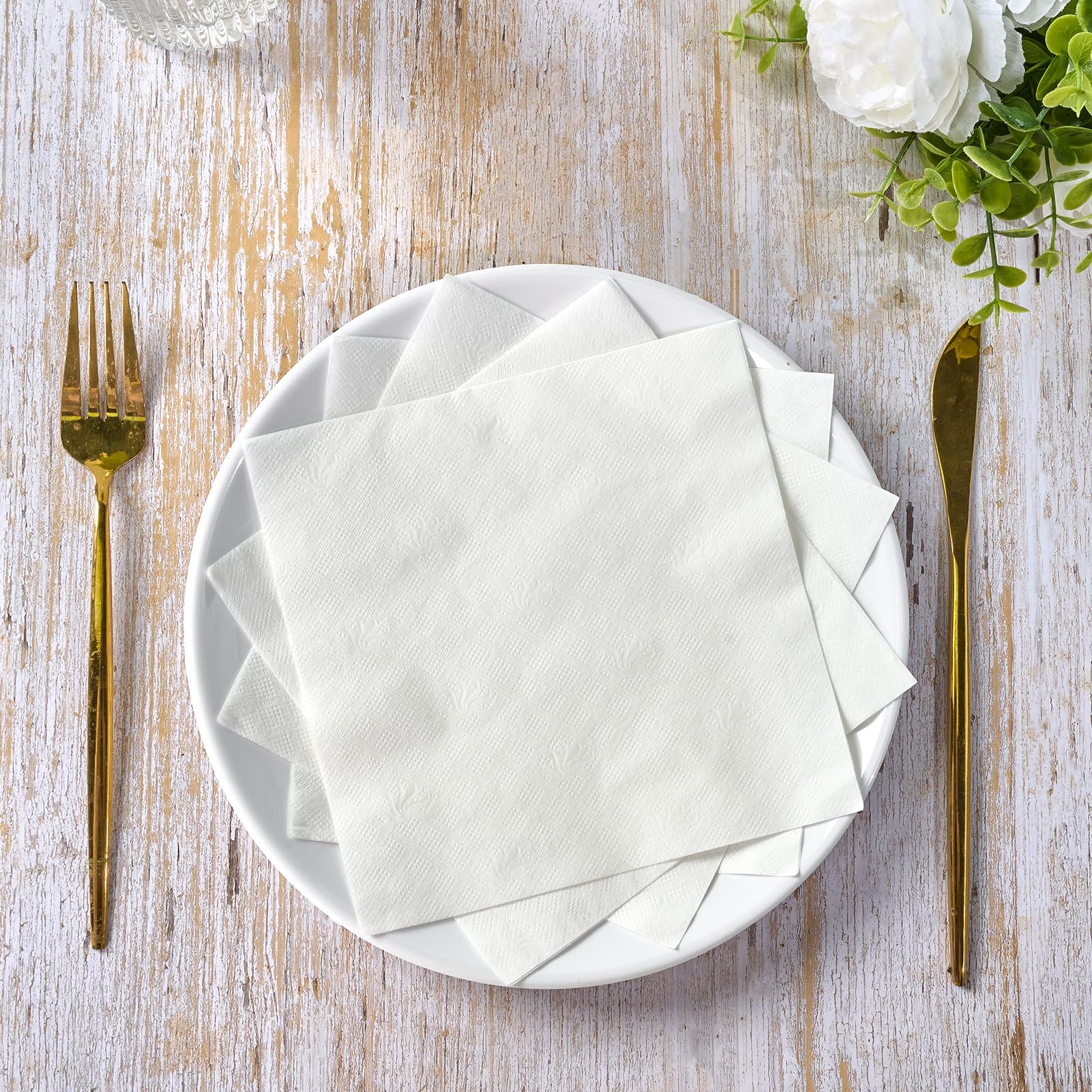 JollyPack 1000 Count White Paper Napkins - 1-Ply 6.5 x 6.5 Folded Bulk Disposable Beverage Cocktail Napkins, Dinner Paper for Restaurants, Bars and Parties - 13 x 13 Unfolded