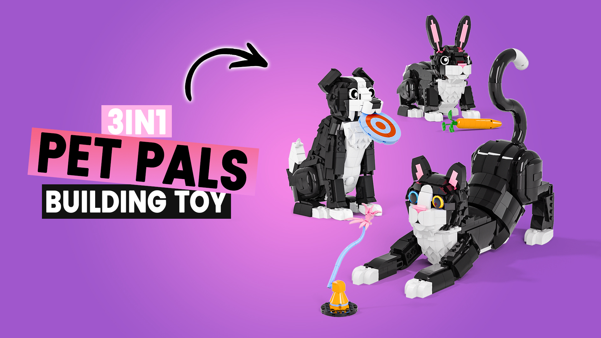 Amazon.com: Glikid 3 in 1 Animal Tuxedo Cat Building Set, Animal