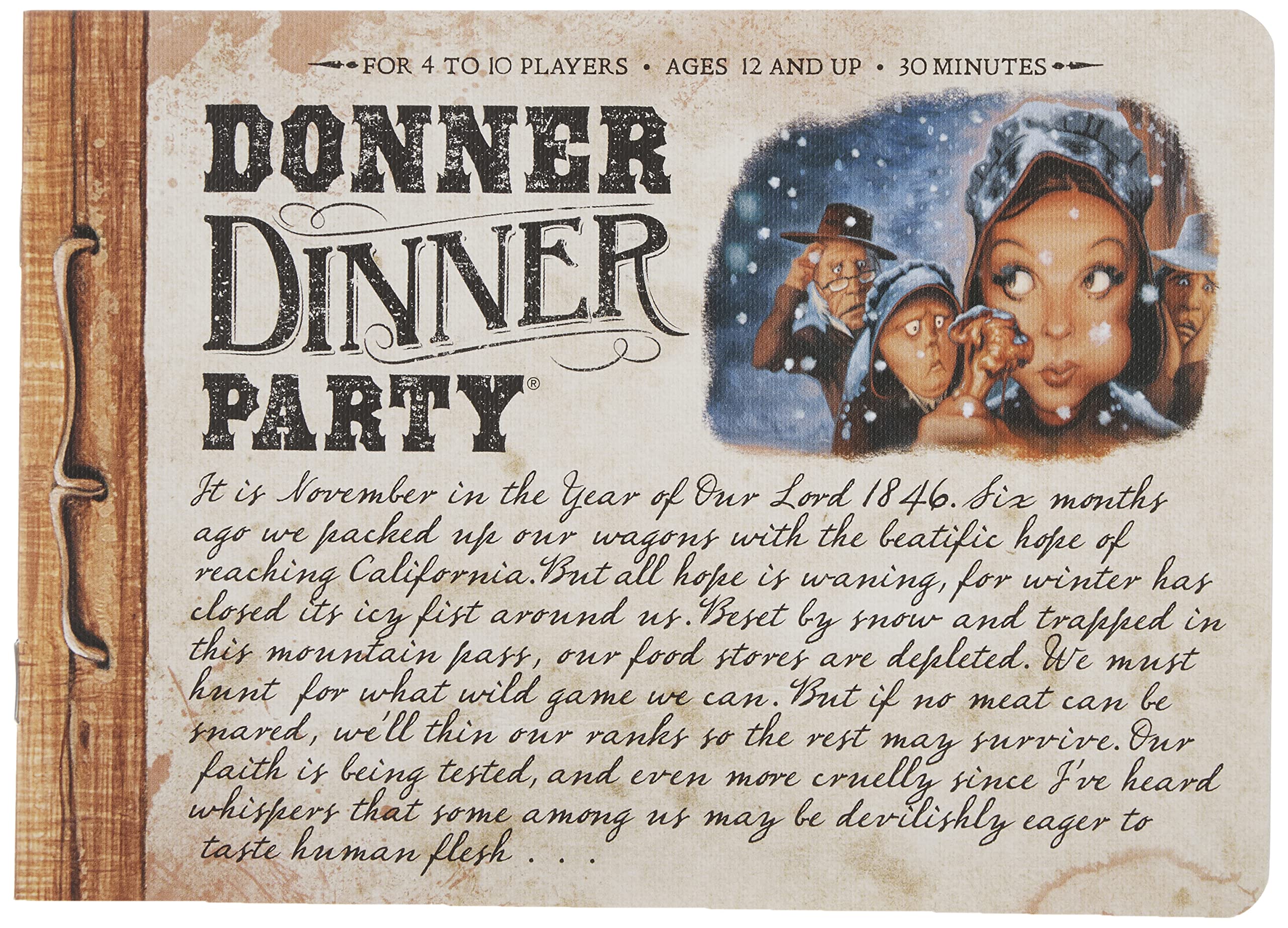 Amazon.com: Chronicle Books Donner Dinner Party: A Rowdy Game of Frontier  Cannibalism! (Weird Games for Parties, Wild West Frontier Game) :  Forrest-Pruzan Creative: Toys & Games