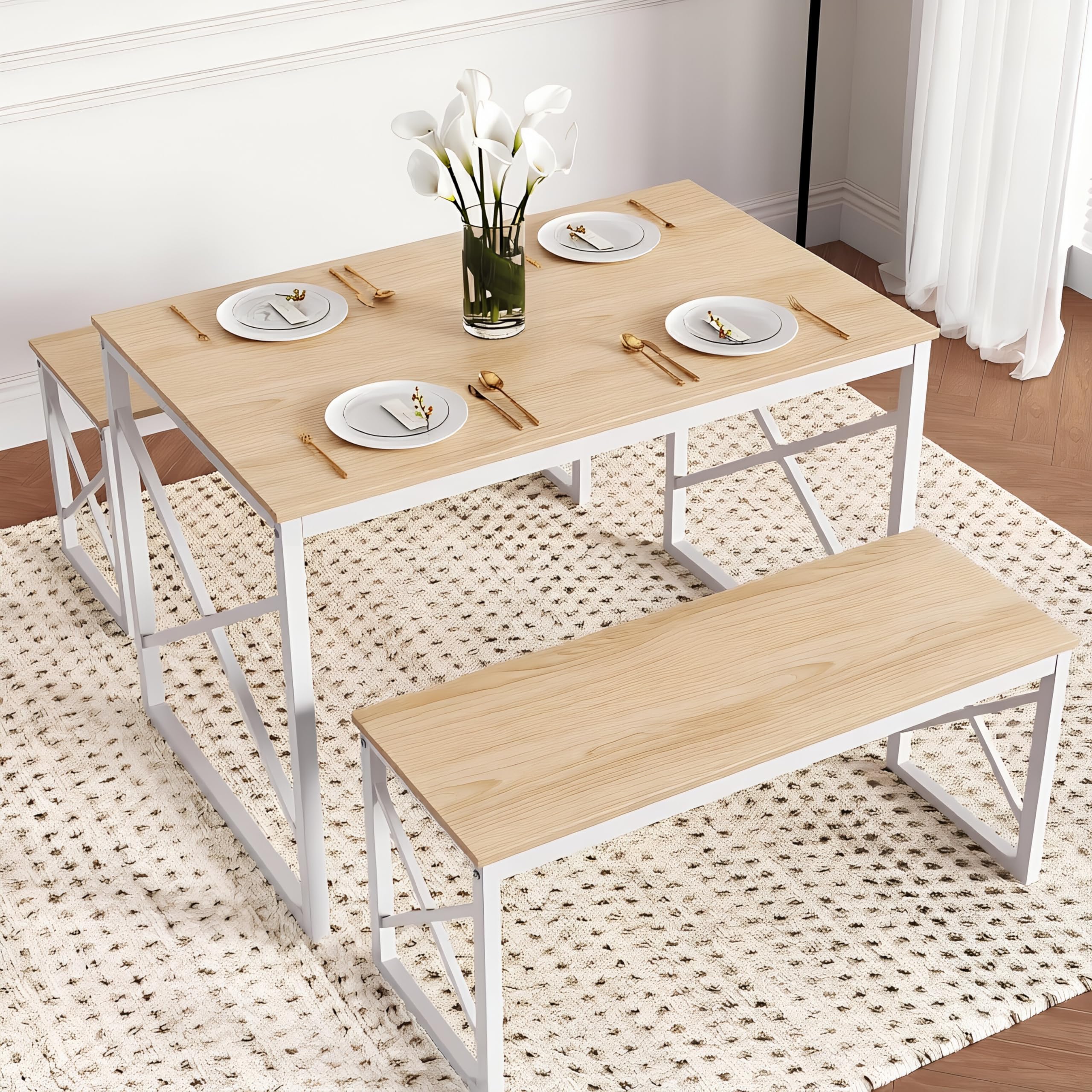 VECELO 43' Bench Dining Set