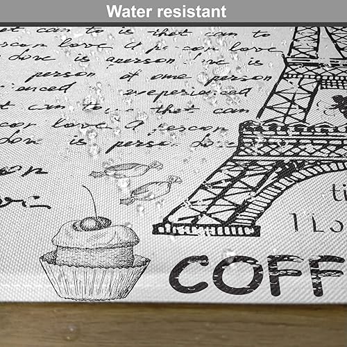 Miniatura 6 de Ambesonne Paris - Juego de 4 manteles individuales de tela lavable para mesa de comedor, tamaño estándar, diseño de Bonjour Croissan, diseño de la