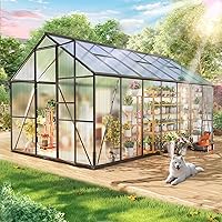 Wanan 14x8FT Outdoor Greenhouse - Quick Assembly Polycarbonate Panels, Heavy Duty Windproof Aluminum Frame, UV Protection & Roof Vents for Gardens