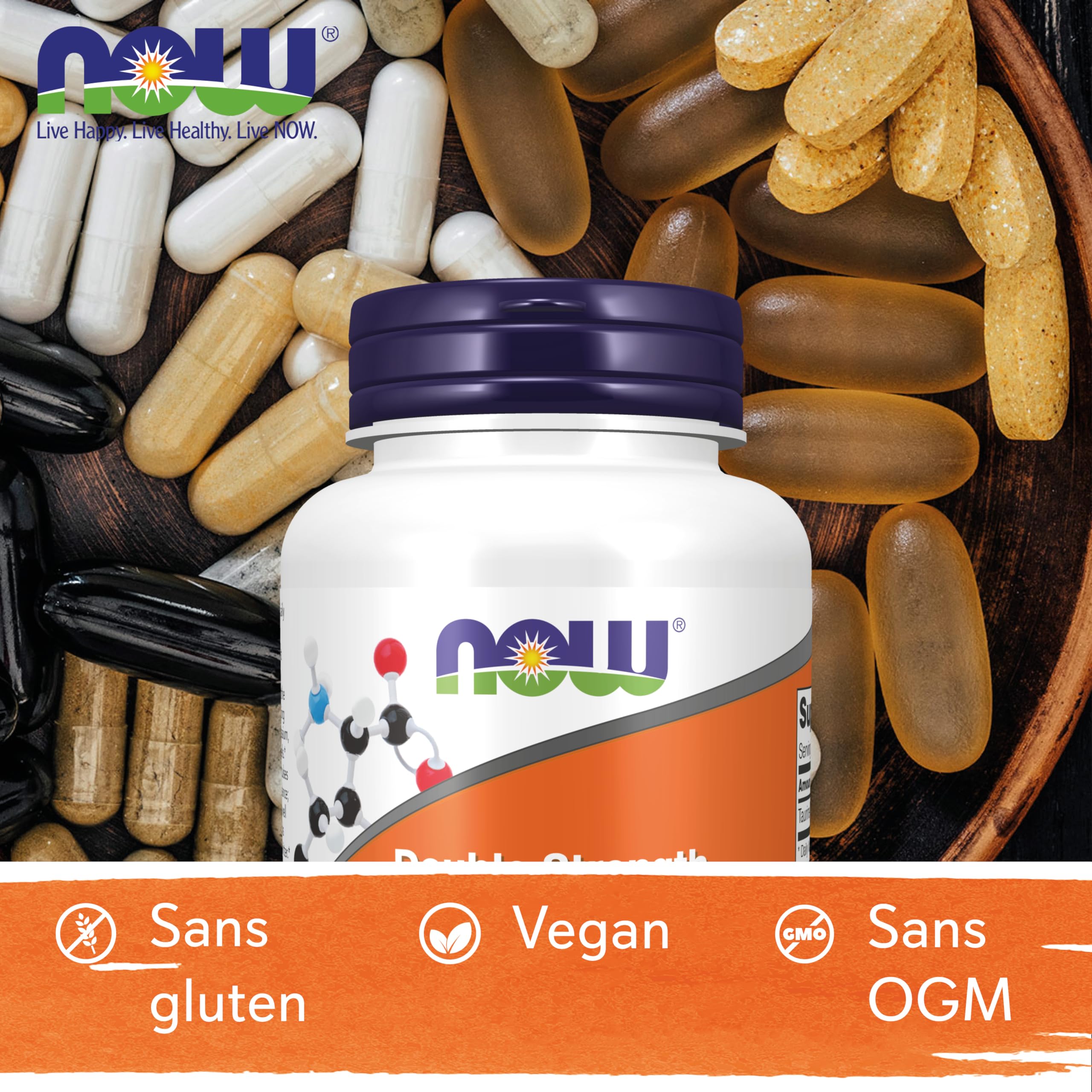 Now Foods, Taurine, Amidon Double, 1.000 mg, 100 Capsules végétaliennes, Testé en Laboratoire, Acide Aminé, Sans Gluten, Sans Soja, Végétarien