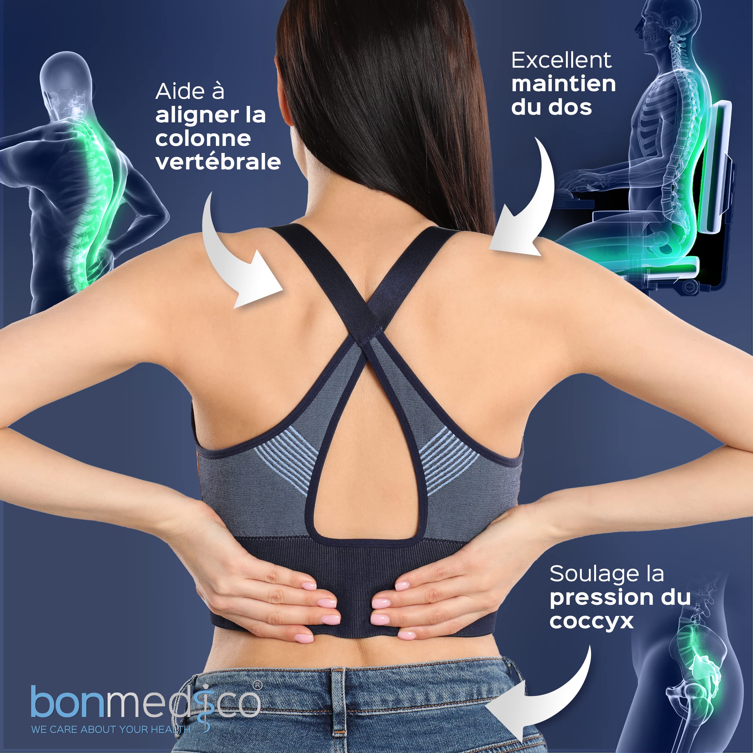 Coussin ergonomique gel en mousse à mémoire de forme – soulage bassin, dos, coccyx – idéal pour siège auto, chaise de bureau, fauteuil roulant - high-tech et tendances