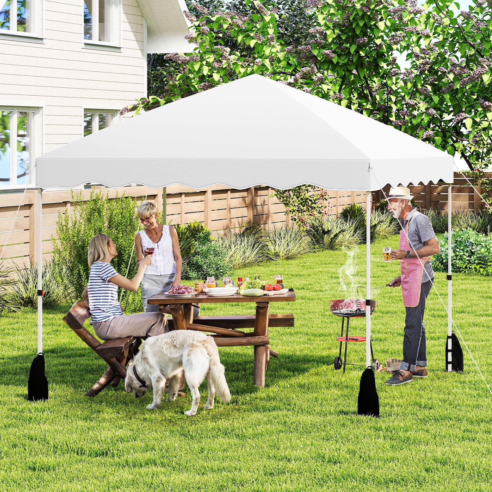 Tangkula 10x10 FT Pop Up Canopy, Heavy Duty Outdoor Canopy Tent, White
