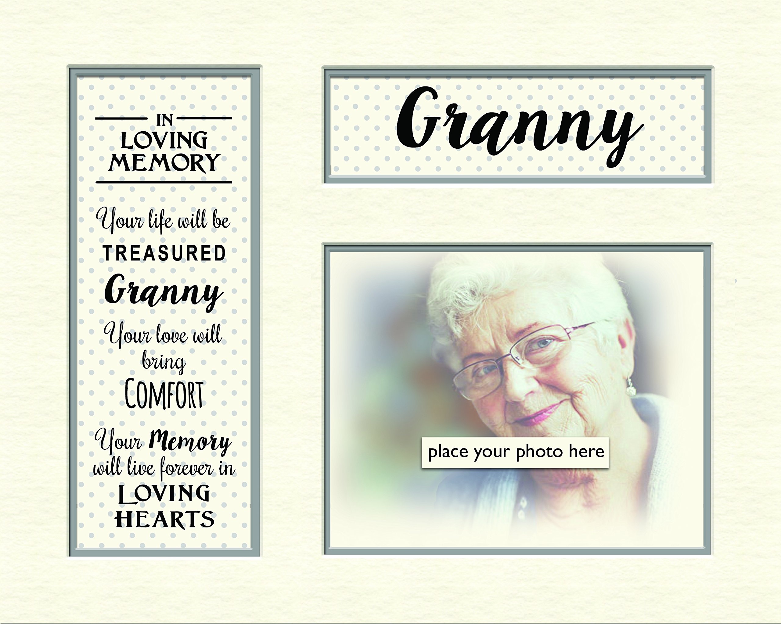 Contemporary in Loving Memory Mounts Grey Dotty - 10 x 8 - Granny