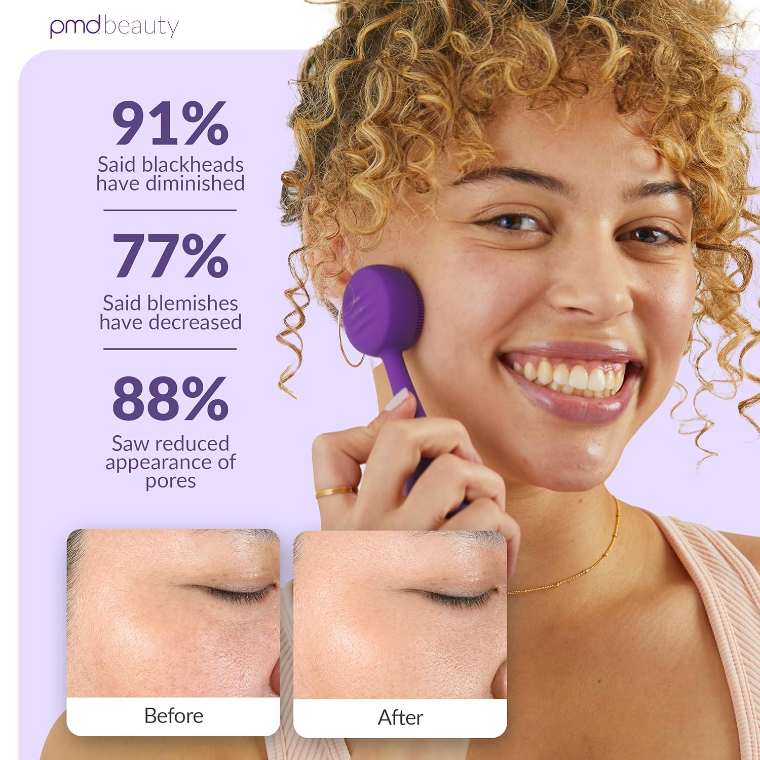 PMD Clean Mini - Smart Facial Cleansing Device with Silicone Brush & Anti-Aging Massager - Waterproof - SonicGlow Vibration Technology - Clear Pores and Blackheads - Lift, Firm, and Tone Skin