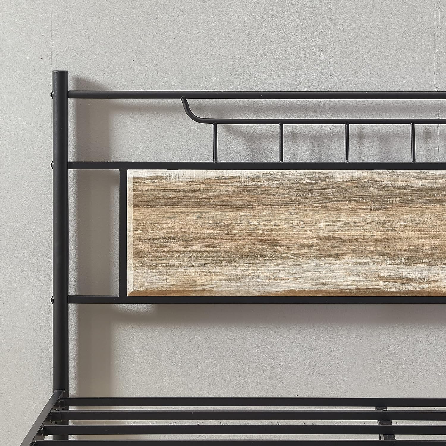 VECELO Full Size Platform Bed Frame with Wood Headboard/Mattress Foundation/Premium Steel Slats Support/No Box Spring Needed,Grey Slate(Crown)