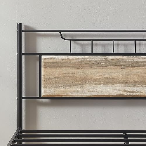 Miniatura 5 de VECELO Base de cama de plataforma de metal de tamaño matrimonial con cabecera de madera base de colchón soporte de listones de acero premium no