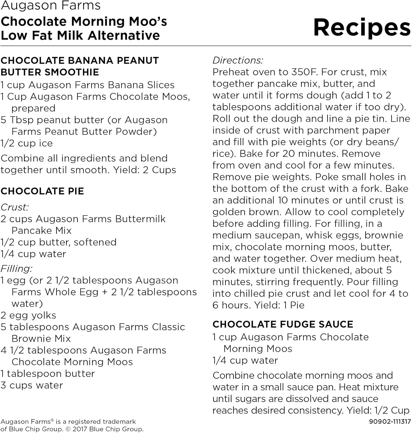 Augason Farms Morning Moo's Chocolate Low Fat Milk Alternative 4 lbs 7 oz : Grocery & Gourmet Food