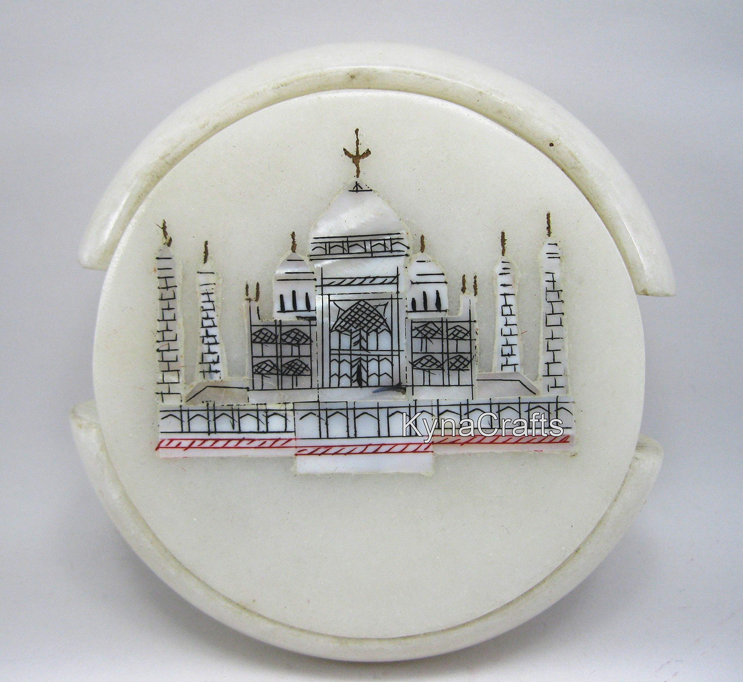 Zestaw marmurowych podkładek pod herbatę do dekoracji stołu w jadalni Taj Mahal Art zestaw podkładek pod napoje o królewskim wyglądzie 10 cm