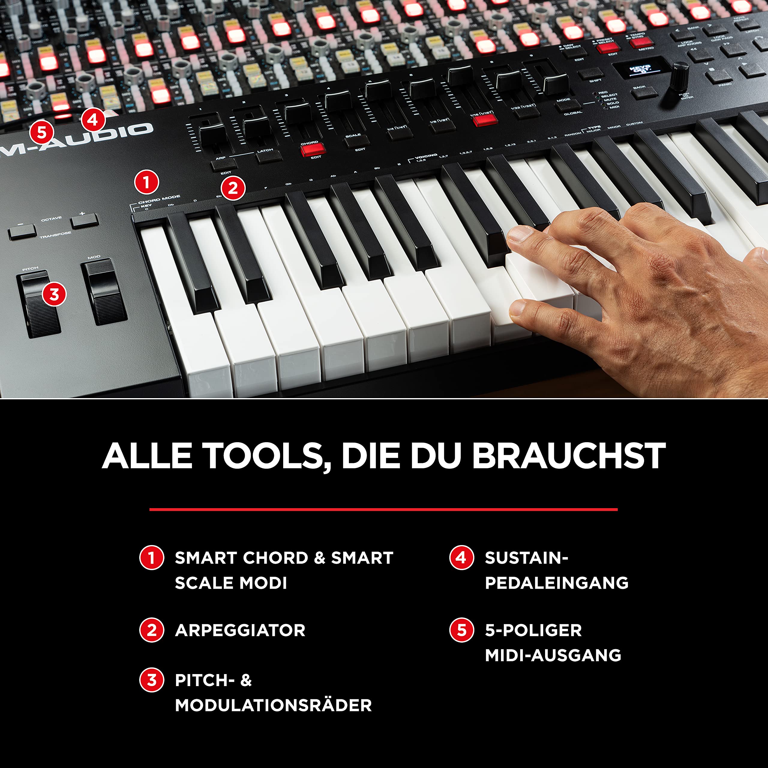 M-Audio Oxygen Pro 61 + SP-2 - USB MIDI Controller mit 