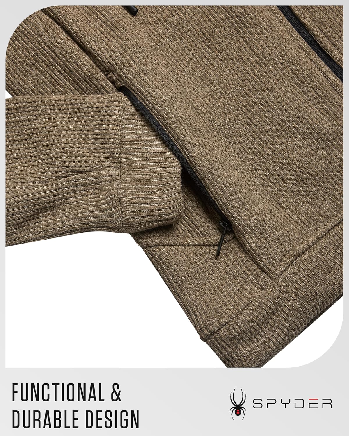 Spyder Mens Sherpa Fur Hoodie - Soft Stretch Waffle Knit Full Zip Up Hoodie Sweatshirt for Men with Cozy Sherpa Fleece Lining - Image 5