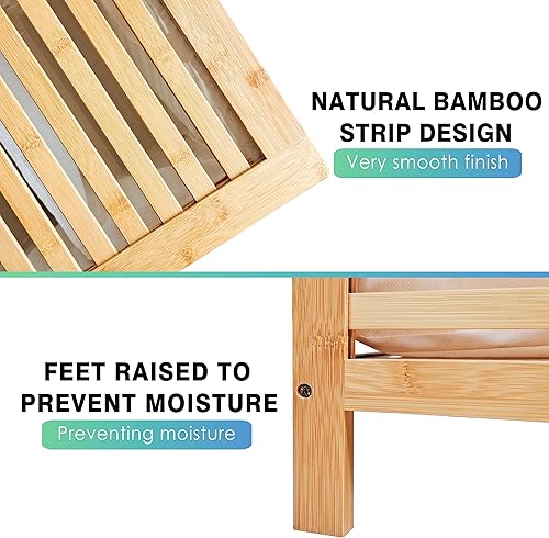 Miniatura 5 de SMIBUY Cesta doble para ropa sucia con tapa, cesta de bambú de 120 litros con bolsa extraíble con forro extraíble, separador de ropa de 2 secciones