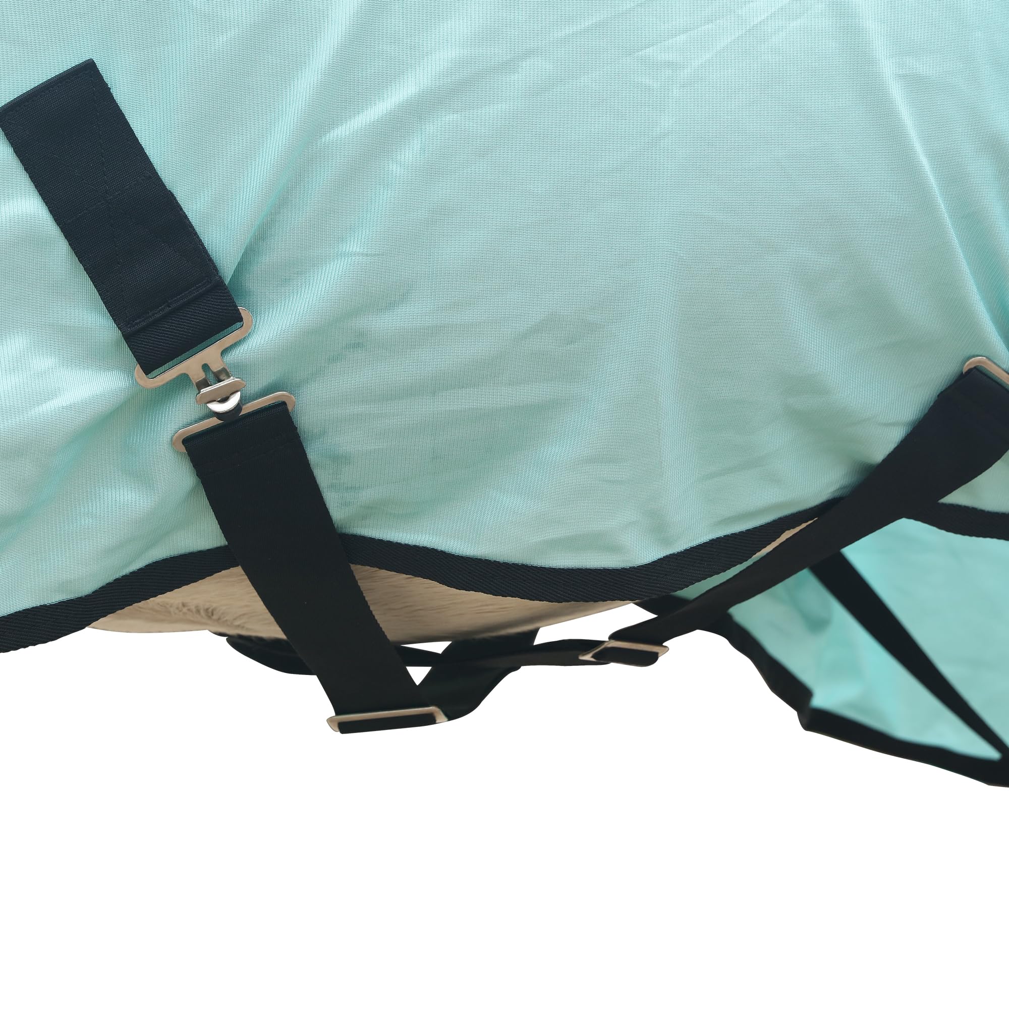 Coperta anti-insetti per cavalli, coperta estiva traspirante con protezione UV e antigraffio, con chiusura pettorale regolabile, tracolla a croce e lacci per le gambe Verde 120 cm
