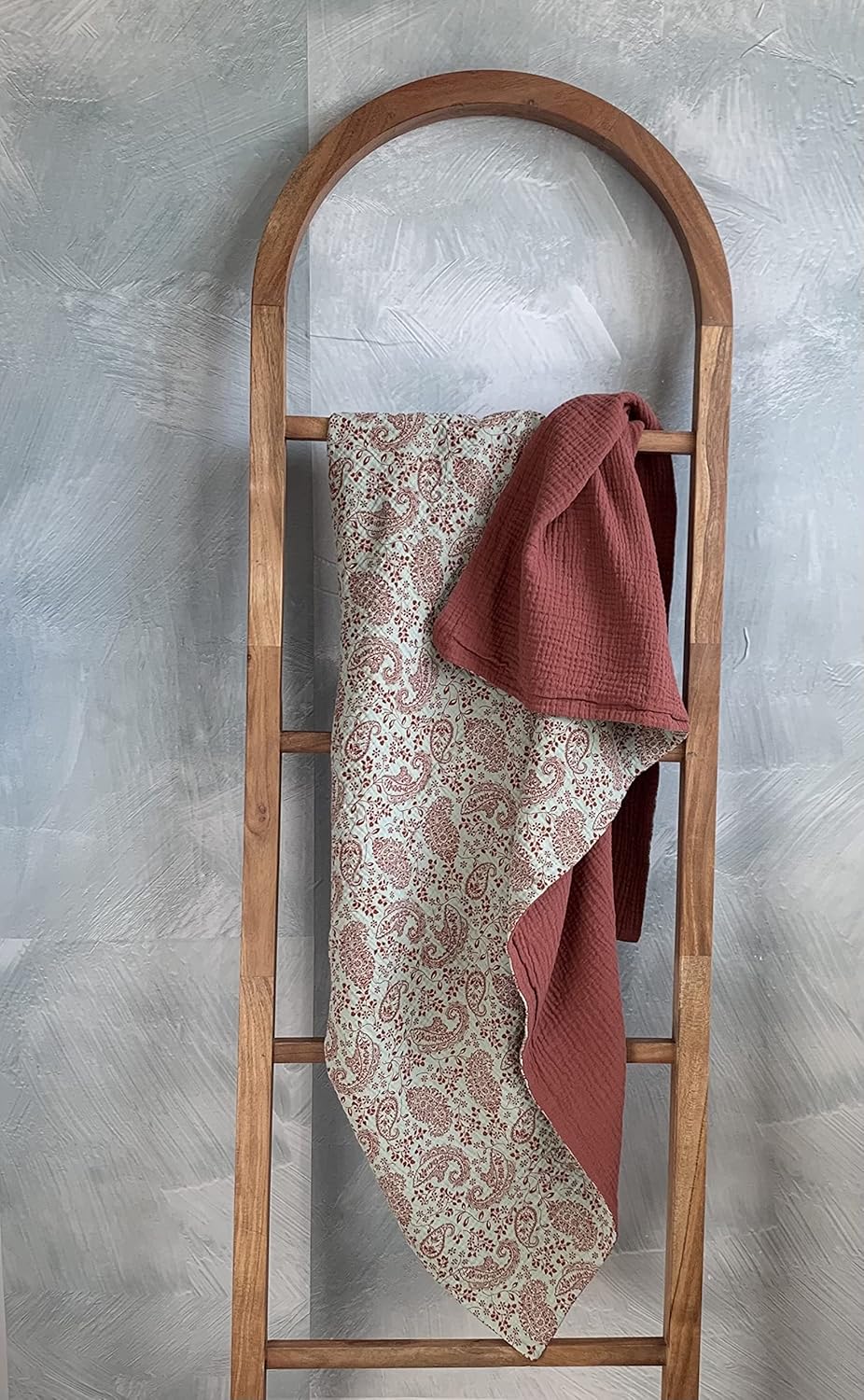 Leyl&Ari Muslin Quilt Blanket | 100% Organic Cotton | Toddler Crib Blanket | Made in USA, (Paisley)
