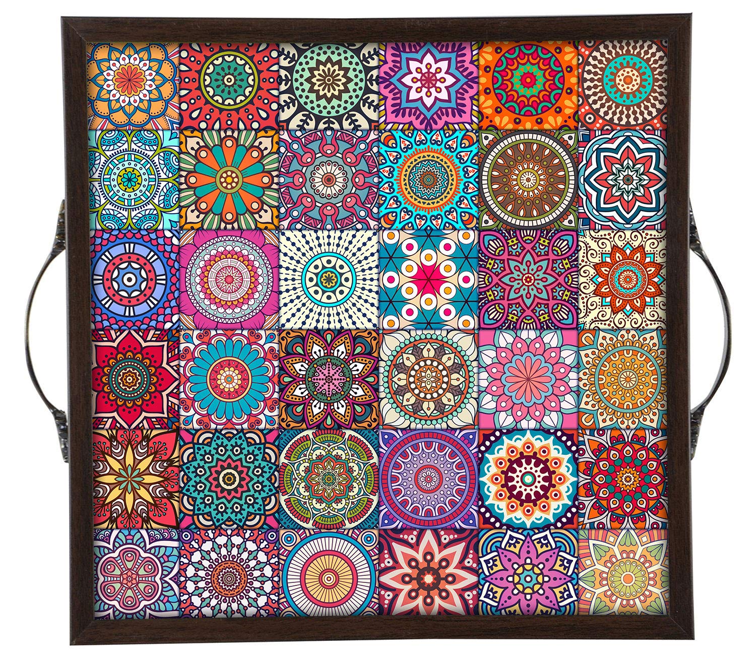 TECHBITE Wooden Serving Tray,1 Piece, 36 cm x 36 x cm x 4 cm(Brown Colour)