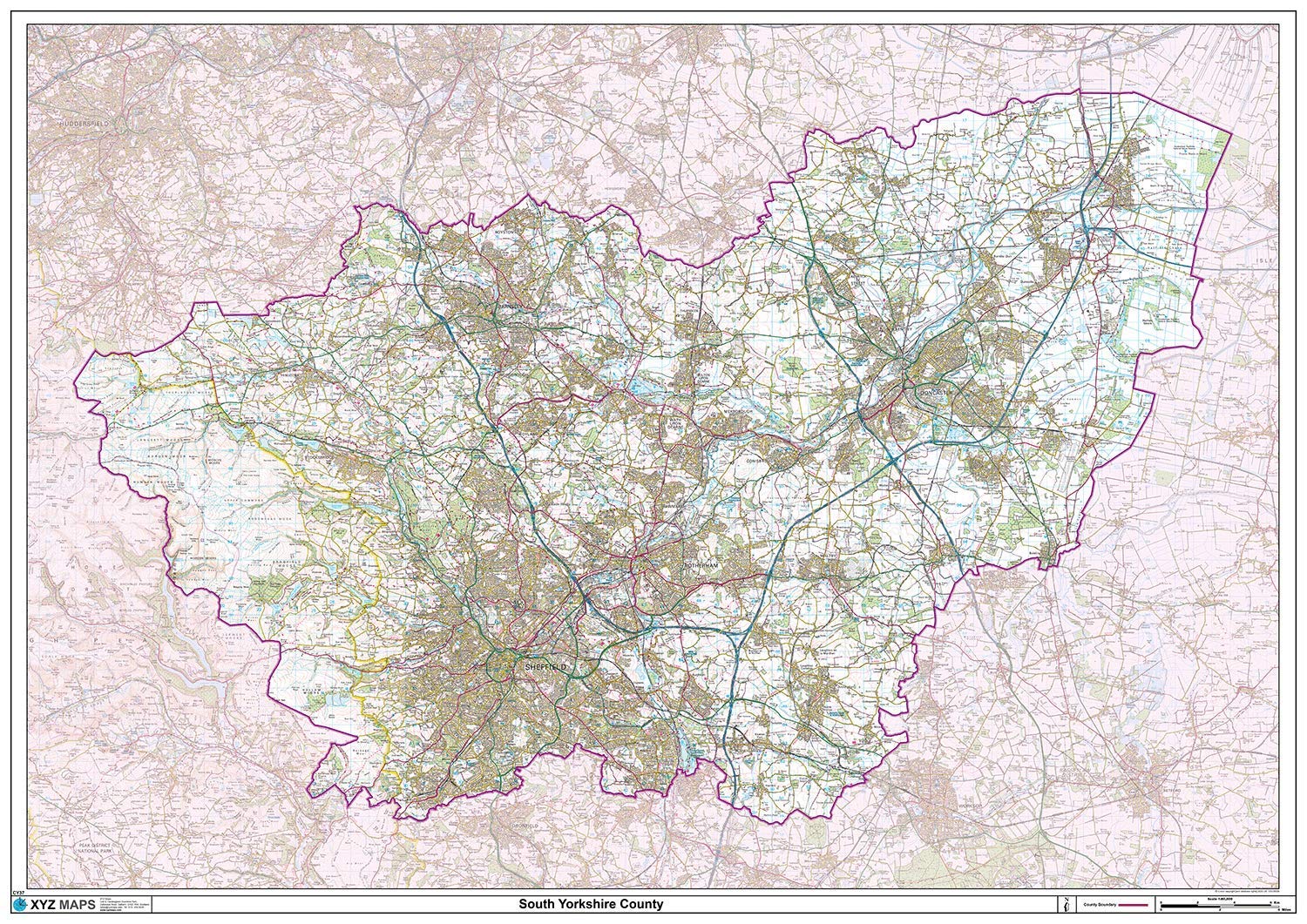 South Yorkshire County Map-Paper