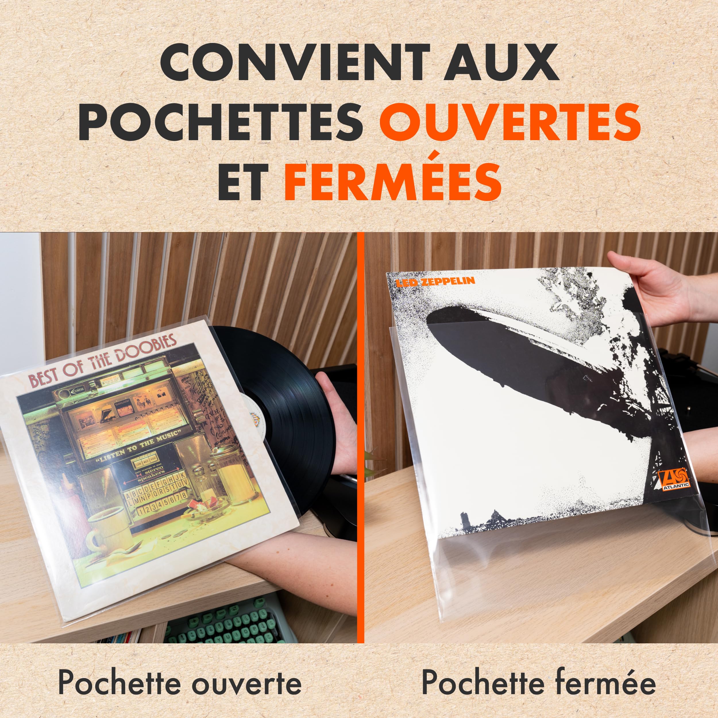 100x Pochettes Standard Disque Vinyles 33 Tours | Pochettes Crystal pour 33t Albums & LPs | Polypropylène Plastique Transparente Pochette