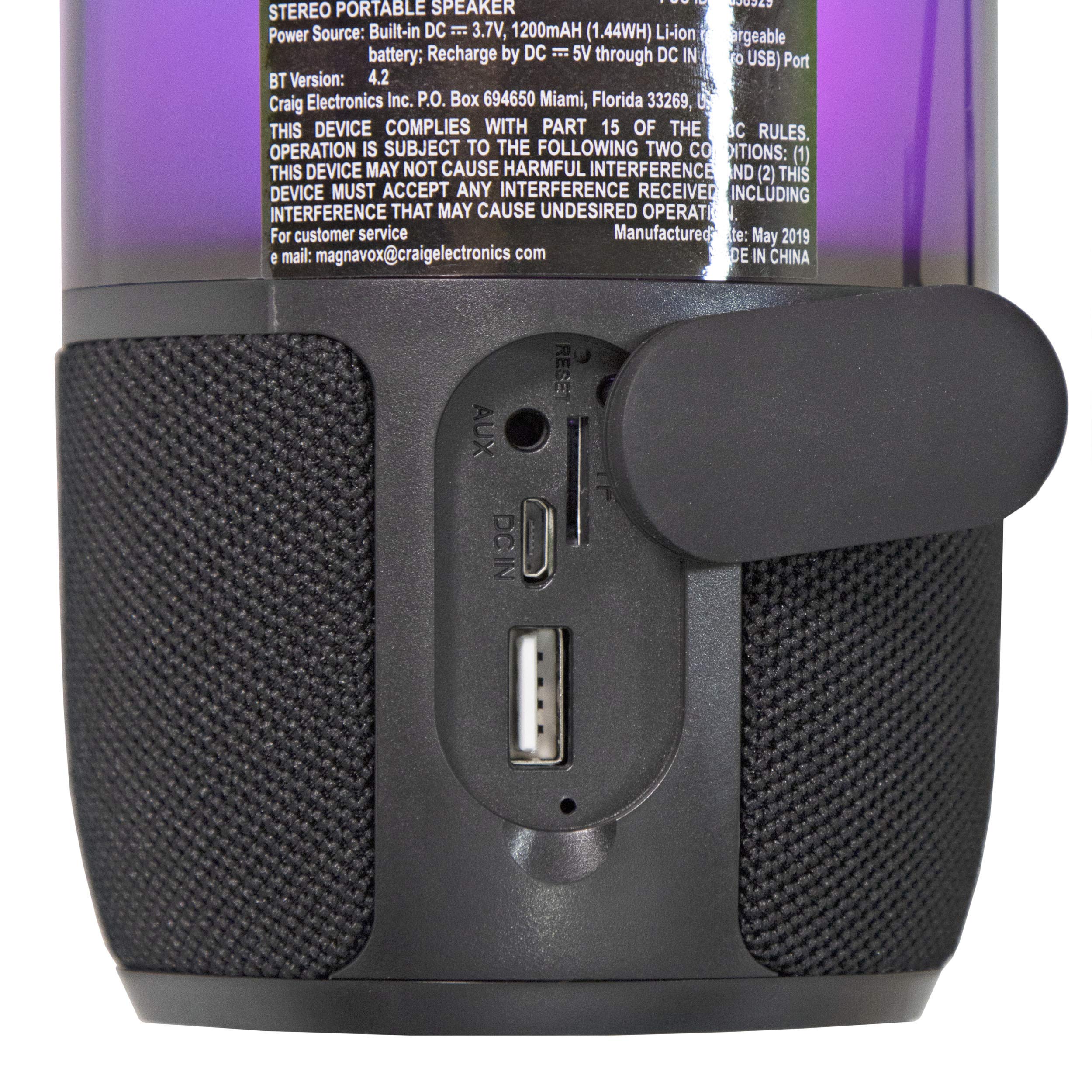 Magnavox MMA3752-BK Bluetooth Speaker with Vertical Color Changing Lights  in Black