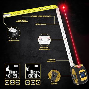 Laser Distance Measurer 4-in-1 Laser Tape Measure, Laser Crosshairs | Laser Distance Lexivon Laser Tape Measure