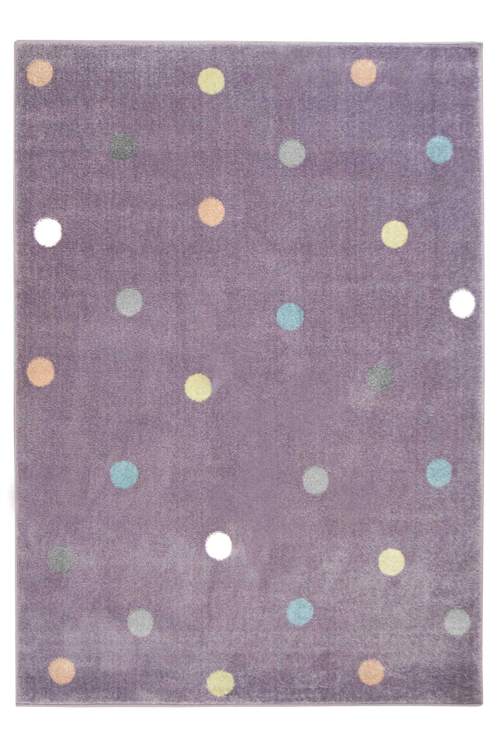 Lima rechteckig Kinder Teppich Lila 100x150 cm, Kinderzimmer Kurzflor Teppiche| Kinderteppich Mädchen| Kids Carpet |Spielteppich Kinder Babyzimmer Tepich |gepunktetes Muster |Wohnzimmer Teppich