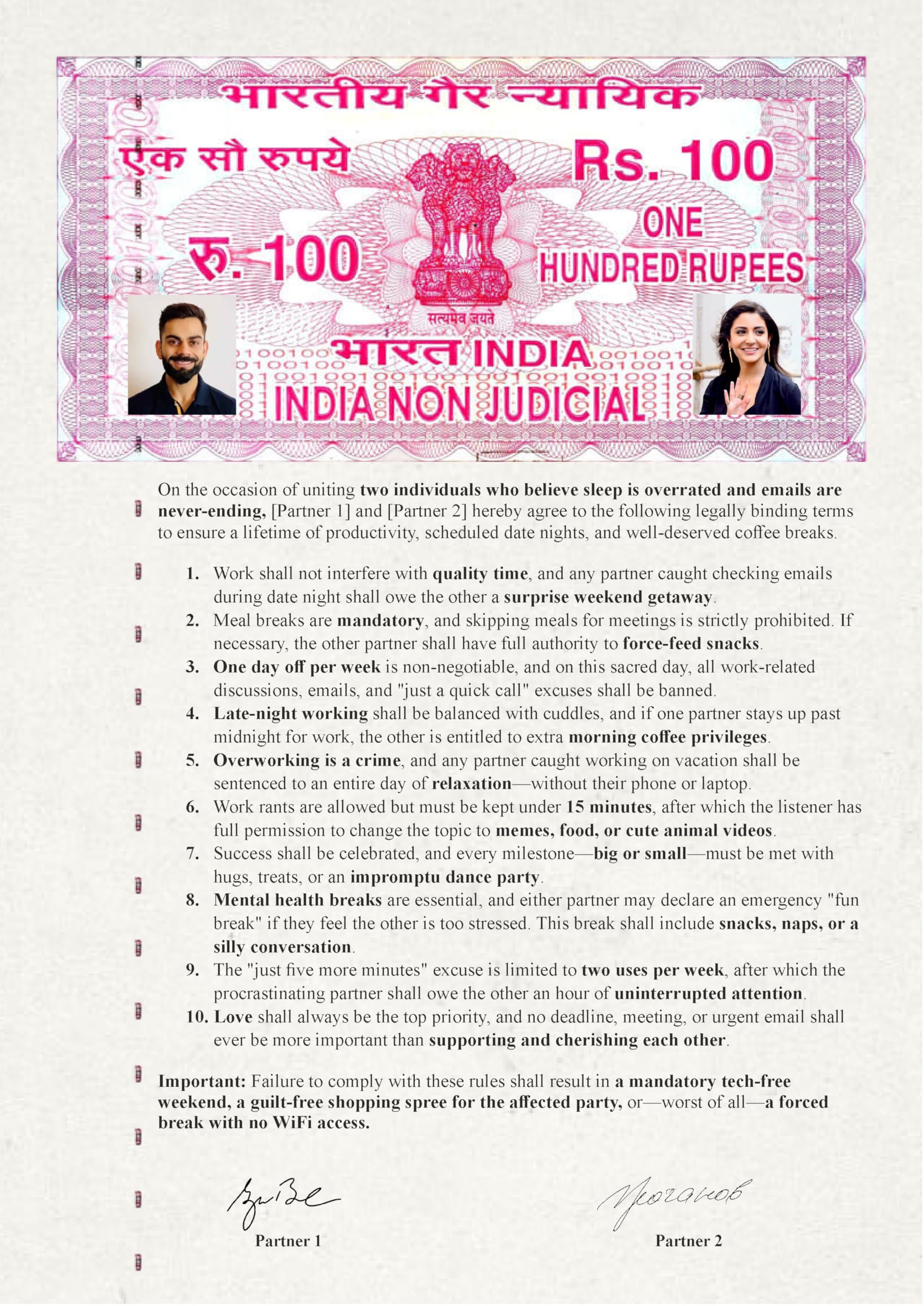 Workaholic Couple Relationship Contract Photo Frame – 9.25 x 12.8… – view 3