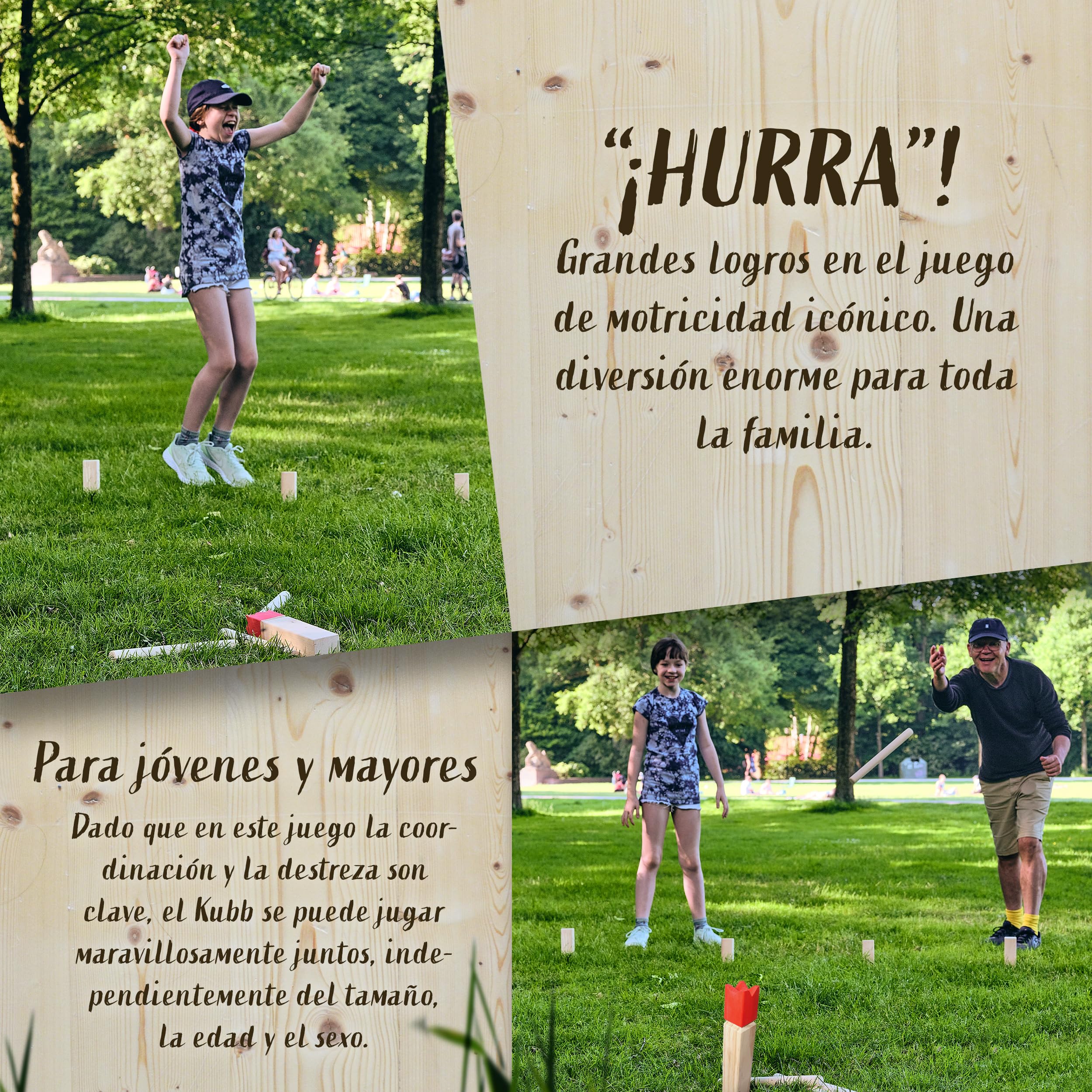 Ocean 5 Juego Kubb Original de Escandinavia – Ajedrez Vikingo con Corona Azul – Juegos Exterior Niños y Adultos – Juegos Infantiles Exterior para Lanzamientos - Juego Habilidad Adultos y Niños