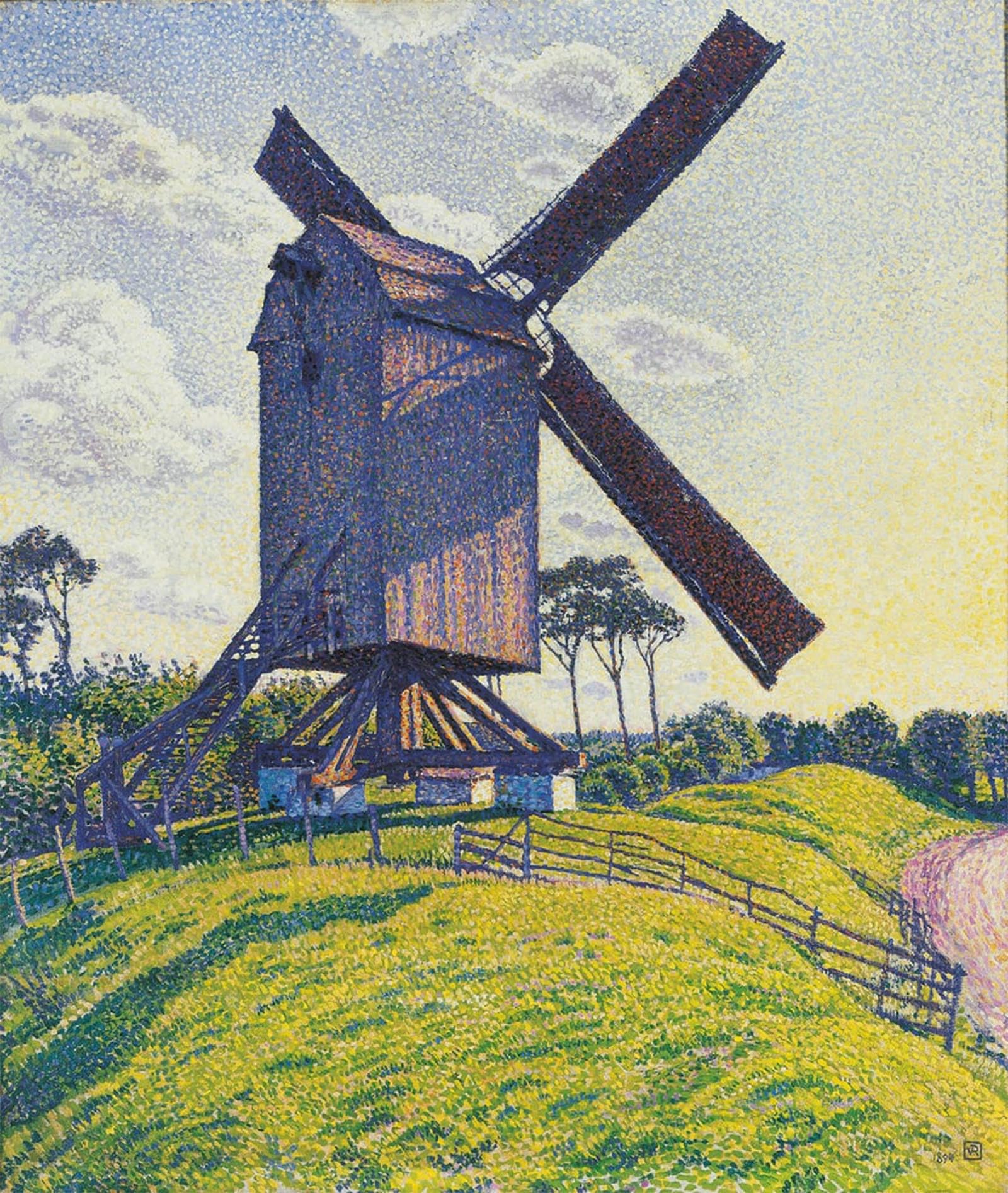 POSTERIIk Famous Modern Artwork Art Mural Windmill in Flanders by Théo Van Rysselberghe Oil Paintings Pictures for Home Decor 60x90cm