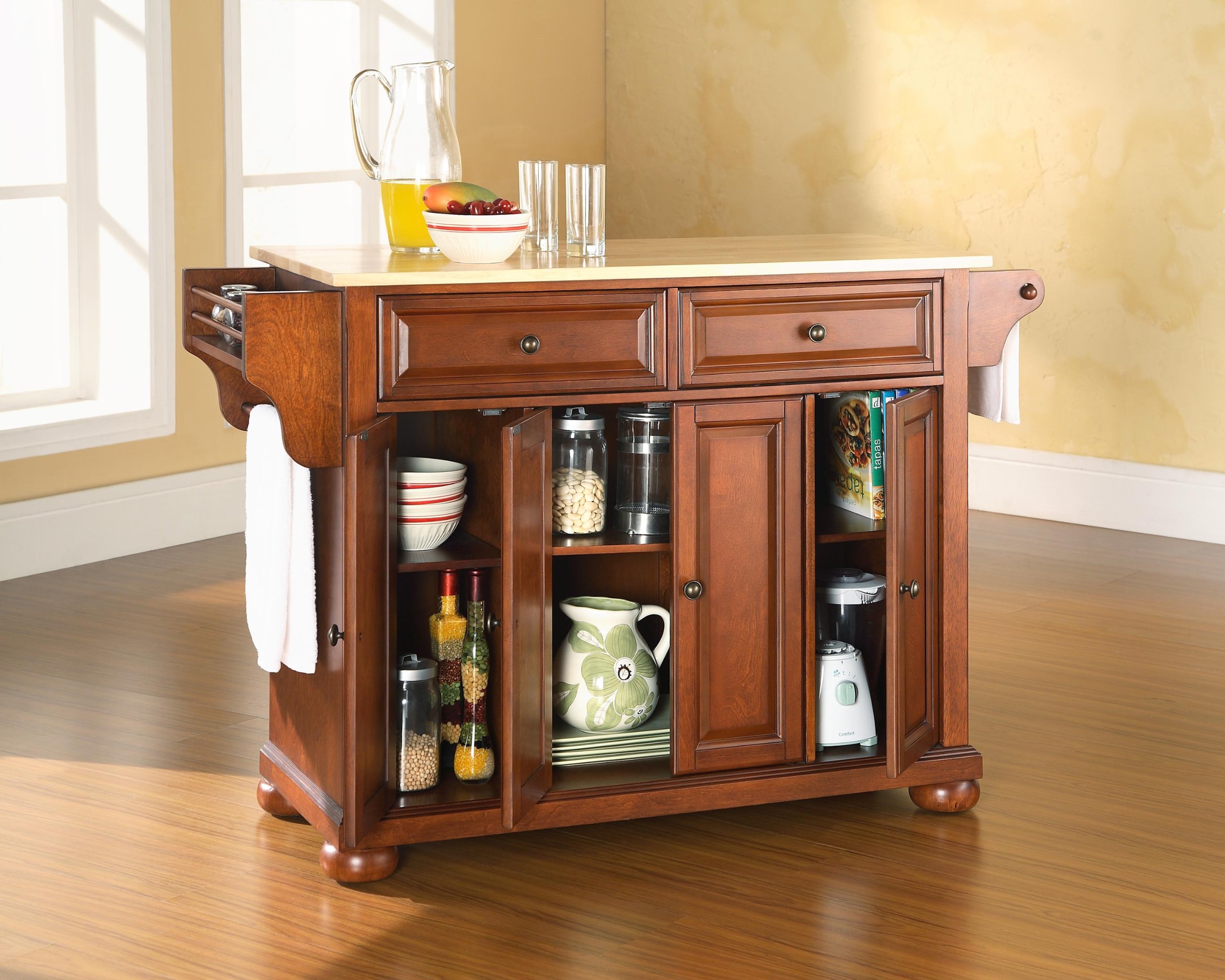 Amazon.com: Crosley Furniture Alexandria Wood Top Rolling Kitchen