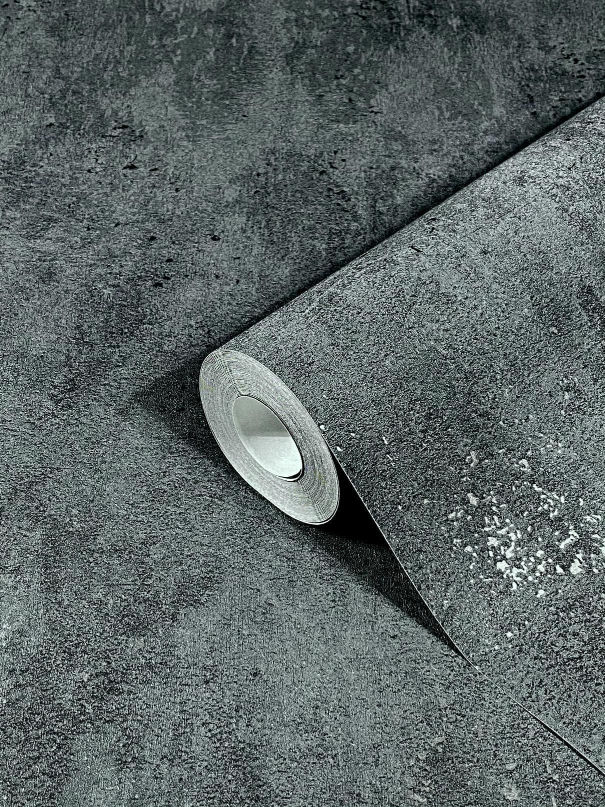 Marburg Wallpaper Black Dark Grey Concrete Look Non-Woven Wallpaper Concrete for Bedroom or Living Room 100% Made in Germany Premium Quality 10,05 x 0,53m 32638